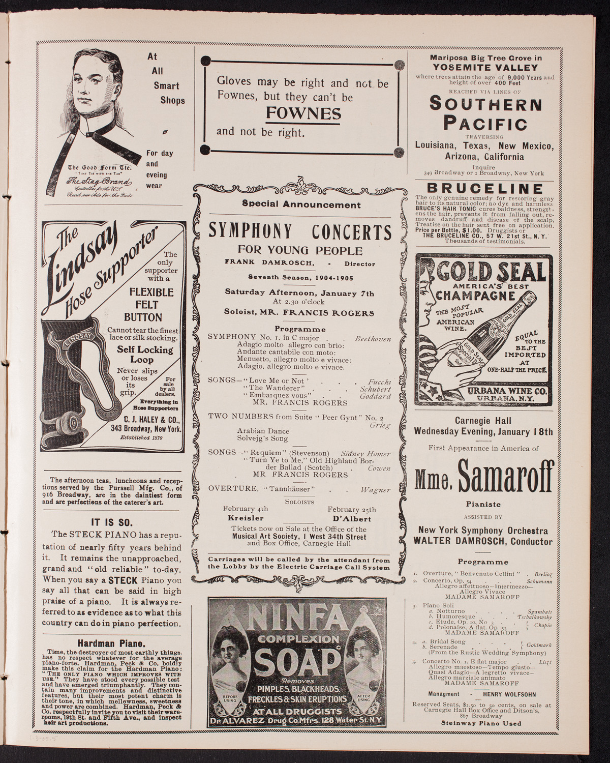 Fritz Kreisler, Violin, with the New York Symphony Orchestra, January 3, 1905, program page 9
