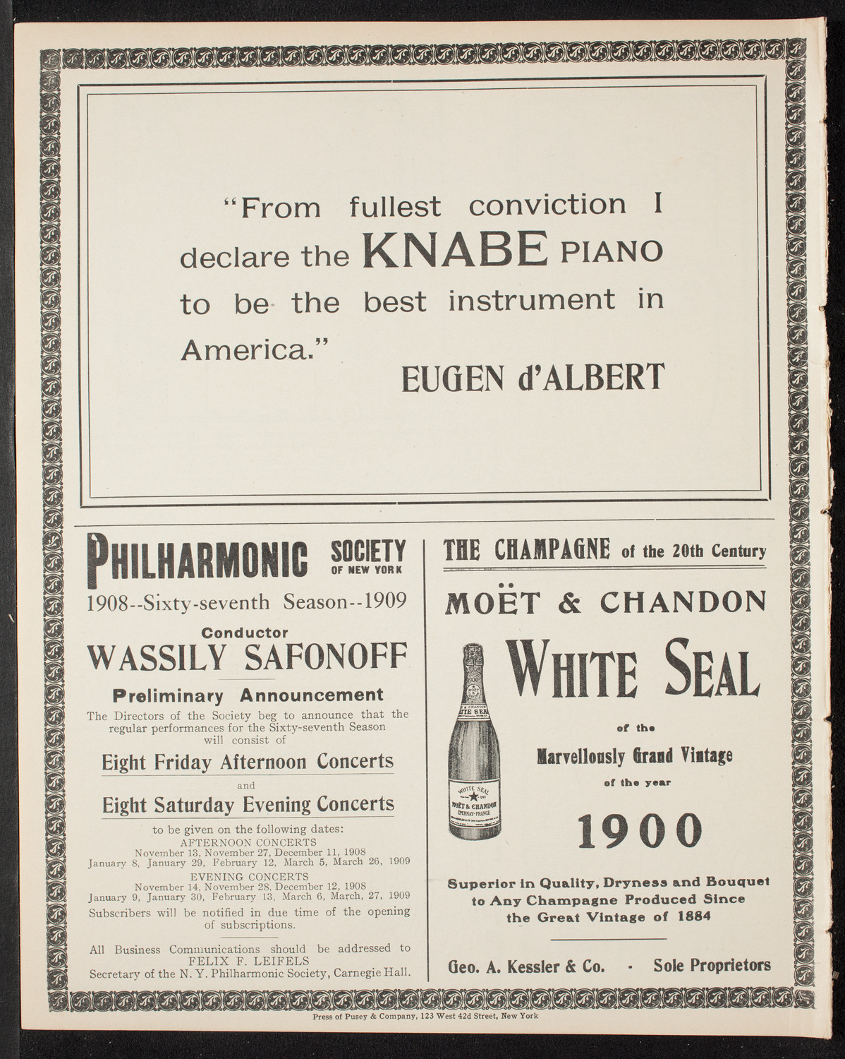Harold Bauer, Piano, April 21, 1908, program page 12