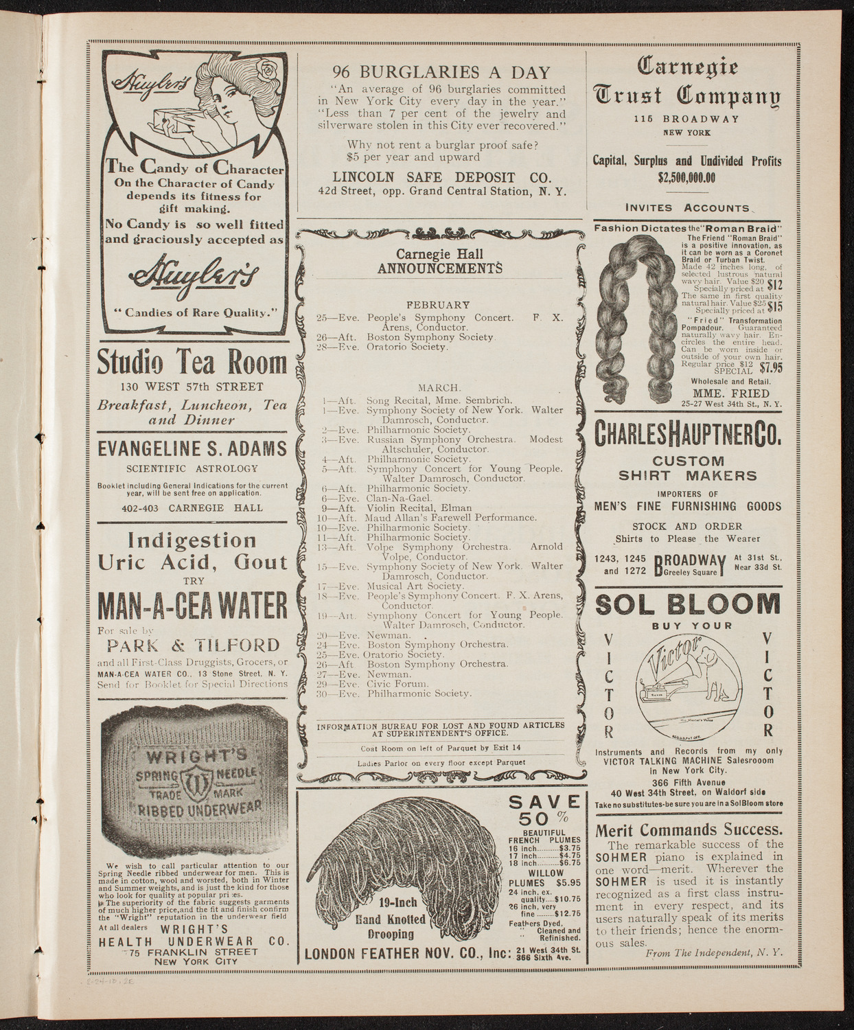 Boston Symphony Orchestra, February 24, 1910, program page 3