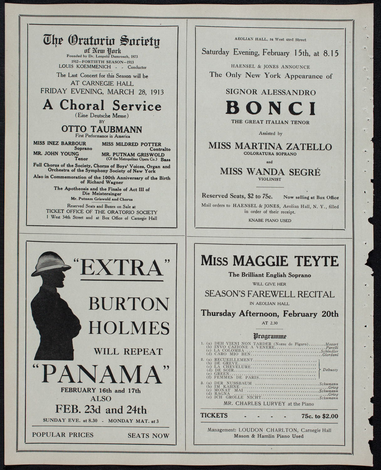 New York Philharmonic, February 14, 1913, program page 10