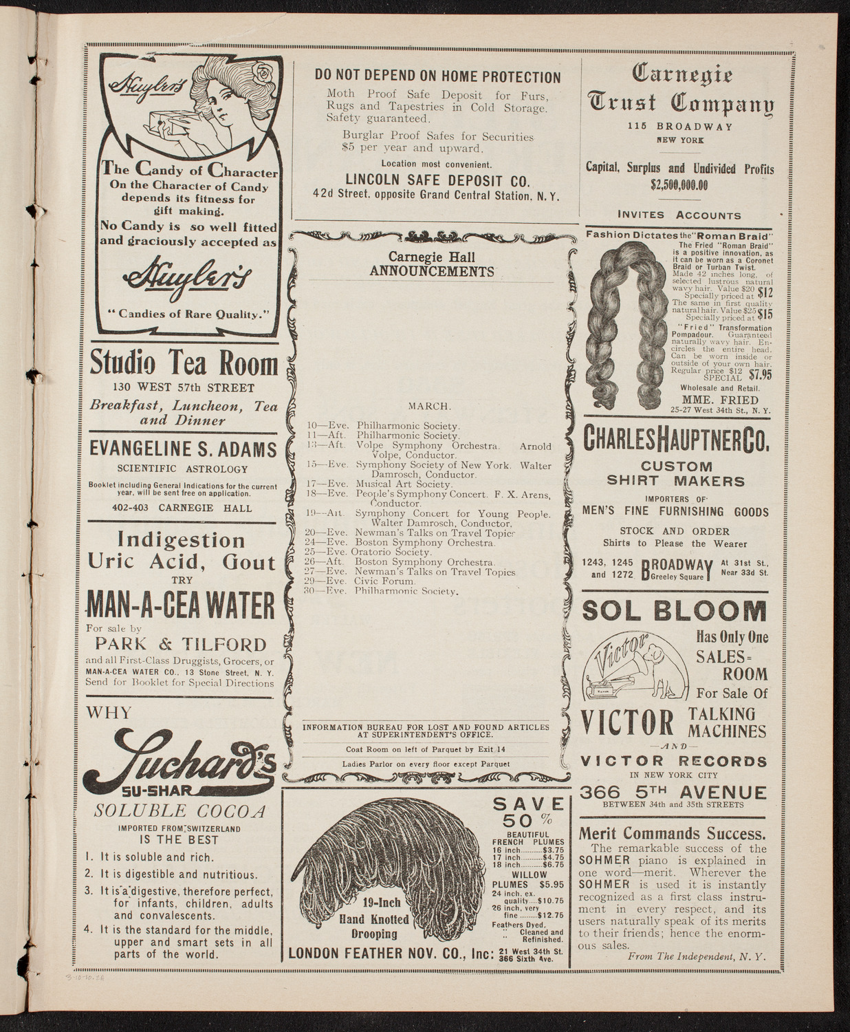 Maud Allan with The Russian Symphony Orchestra, March 10, 1910, program page 3