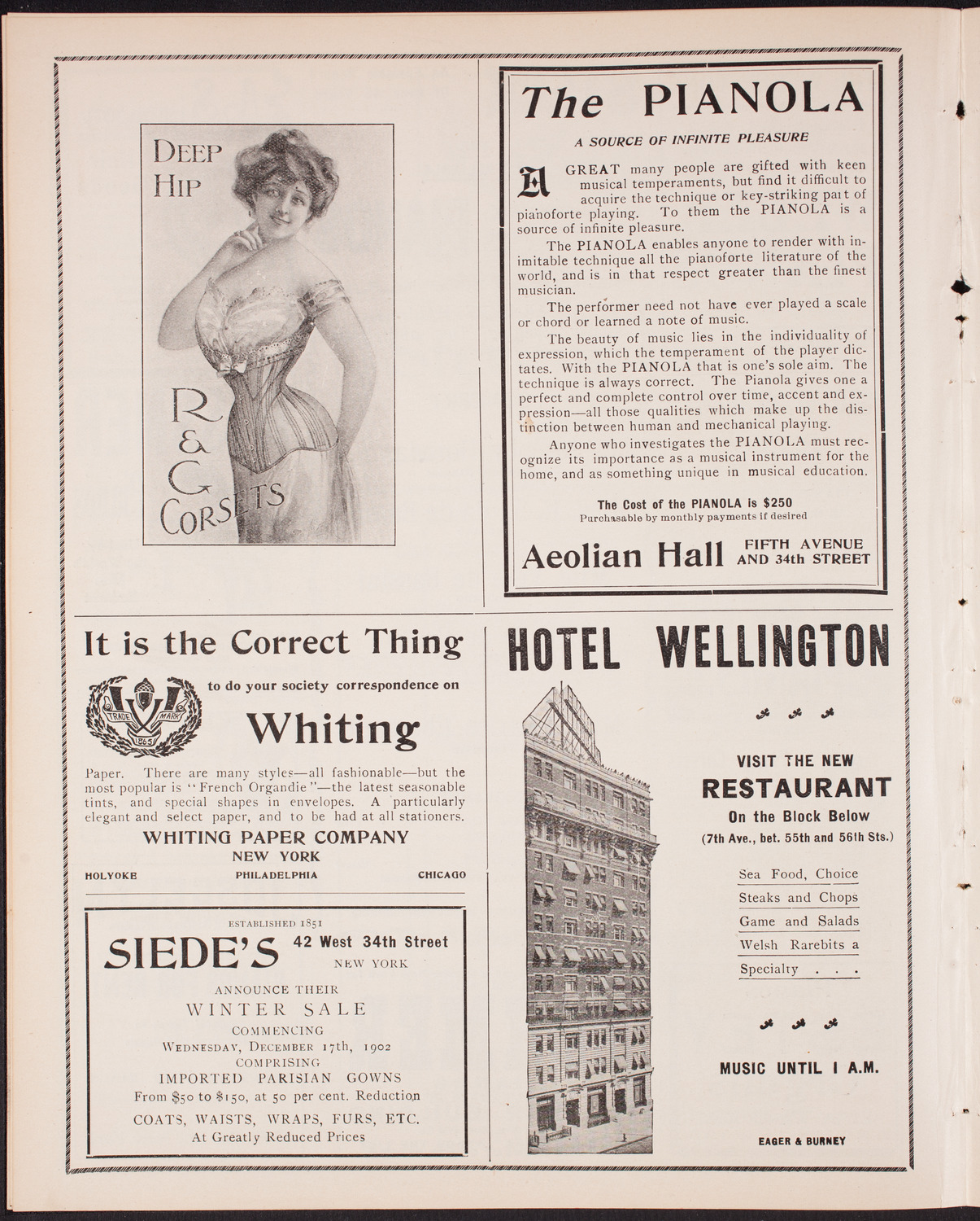 Josephy Horodas, E. Sarda de Bassini, Vera de Bassini, A. de Bassini, and Beatrice Eberhard, December 28, 1902, program page 6