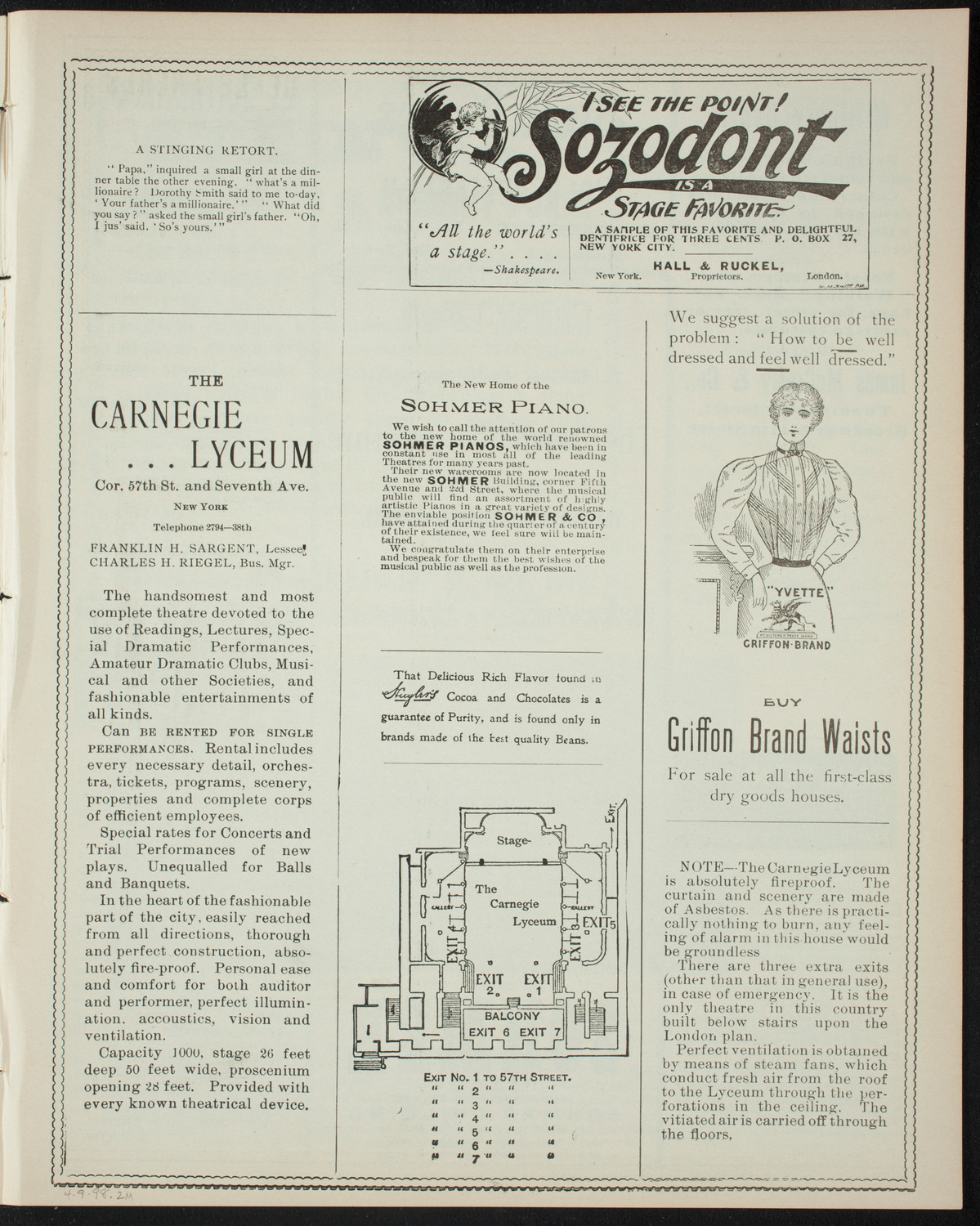 Comparative Literature Society Saturday Morning Conference, April 9, 1898, program page 3
