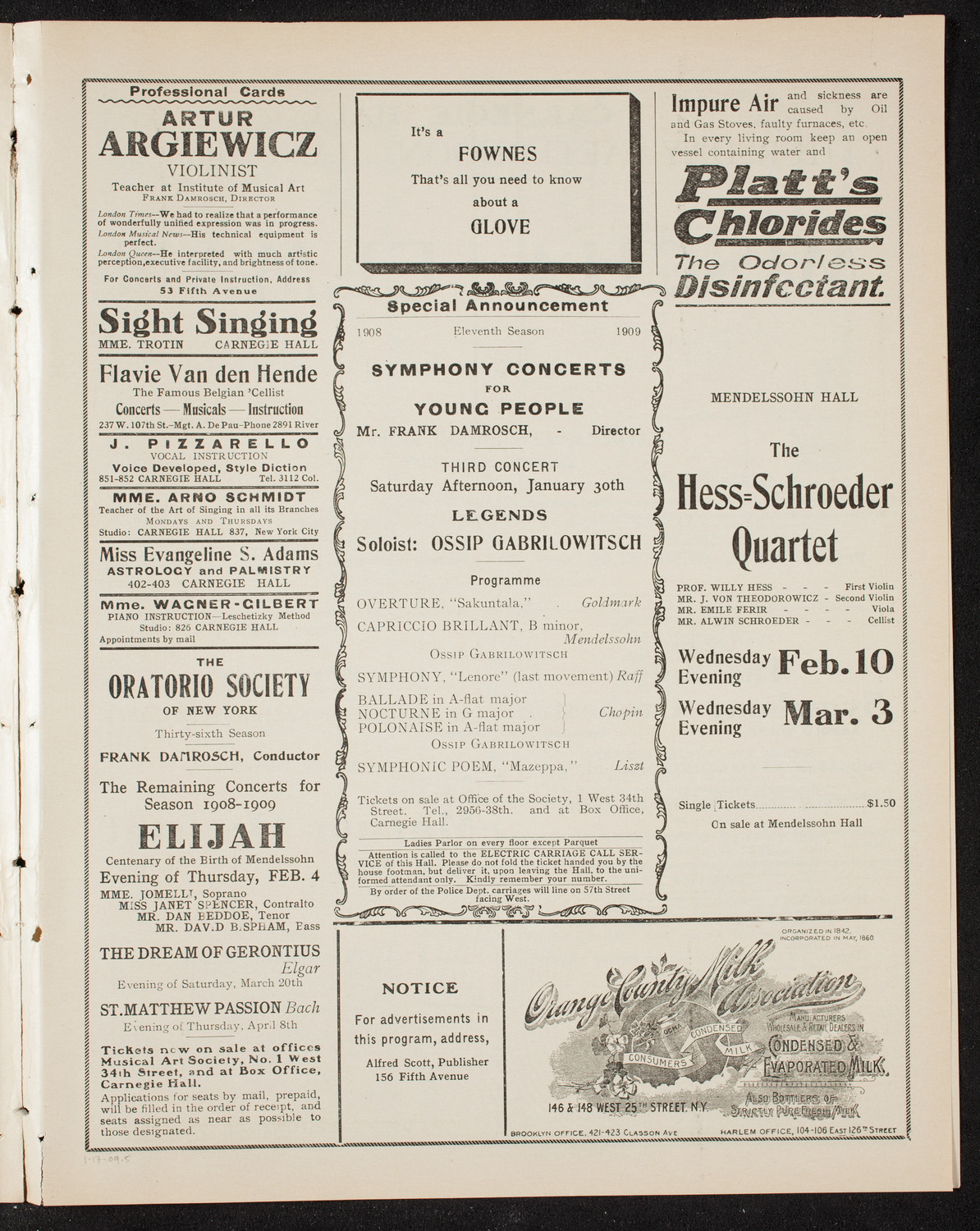 Maria E. Orthen, Soprano, January 17, 1909, program page 9