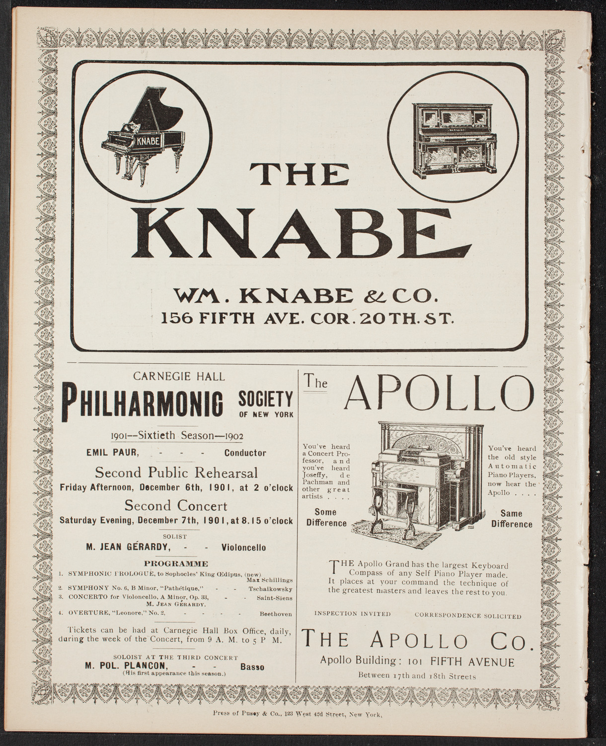 New York Philharmonic, November 16, 1901, program page 10