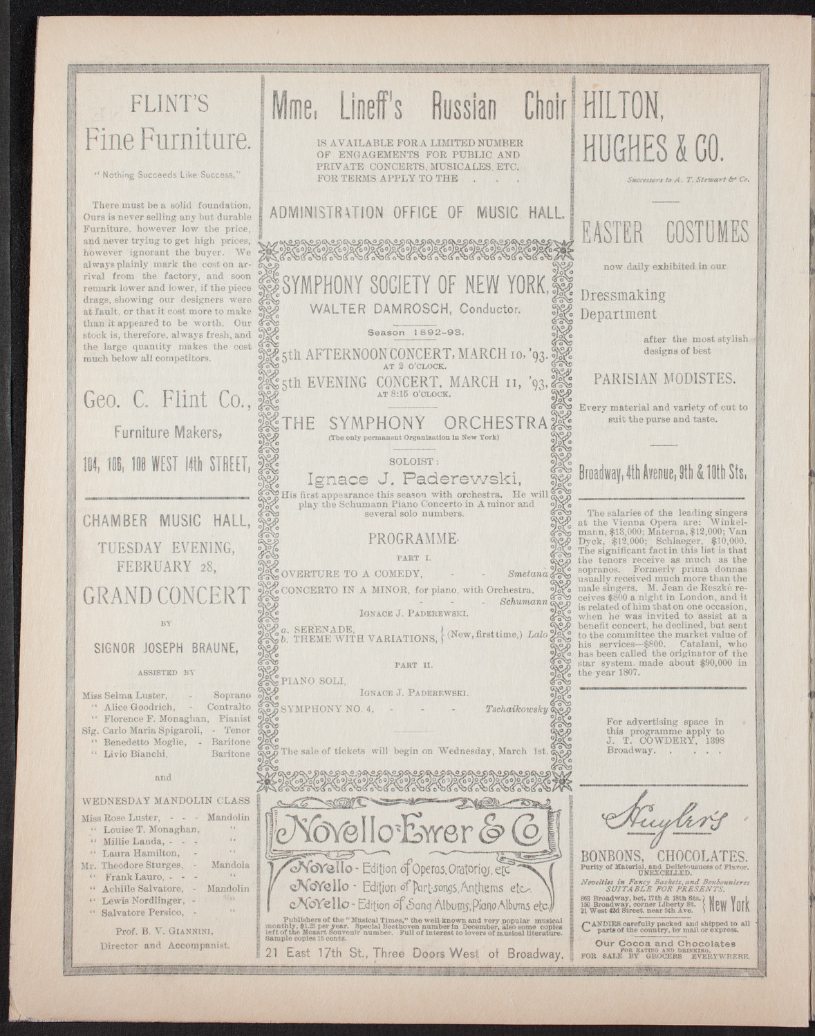 Ignacy Jan Paderewski, Piano, February 25, 1893, program page 6
