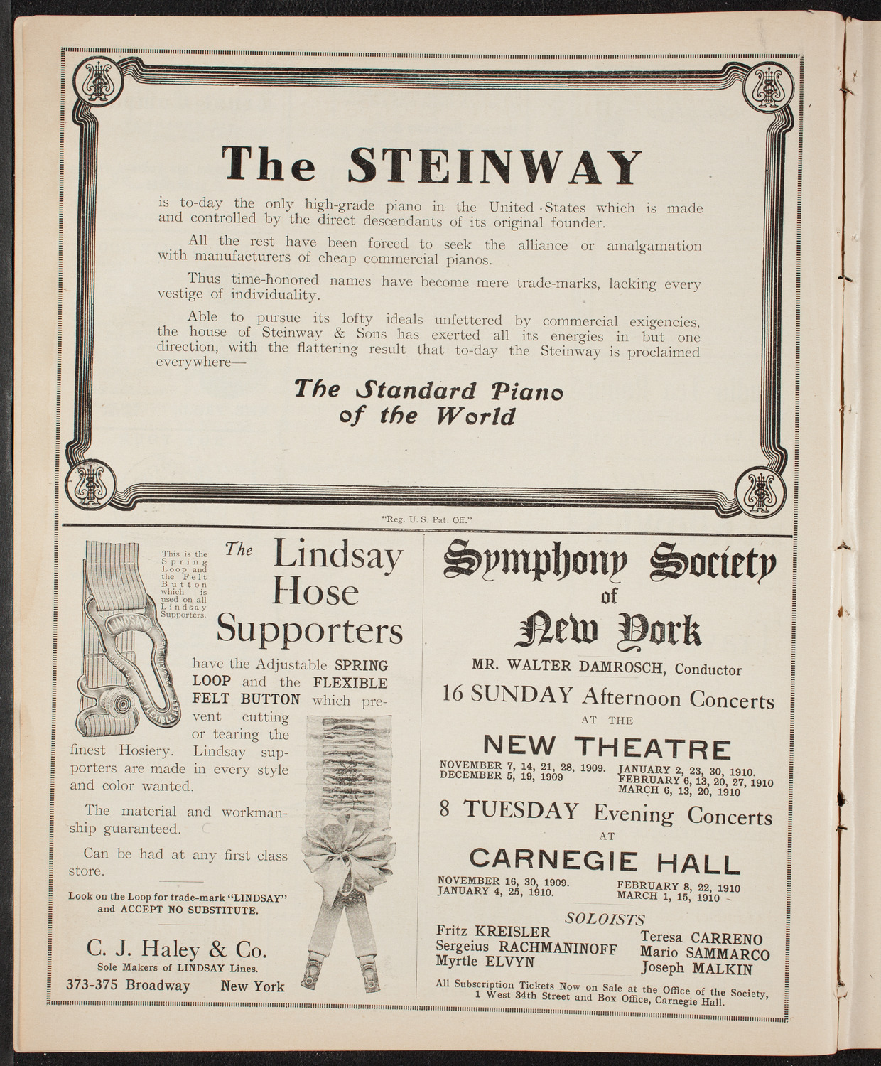 Blanche Arral with Volpe Symphony Orchestra, October 24, 1909, program page 4