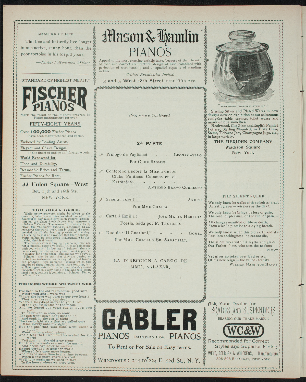 Benefit: Club Revolucionario Cubano/ Wounded Cubans, December 31, 1897, program page 6