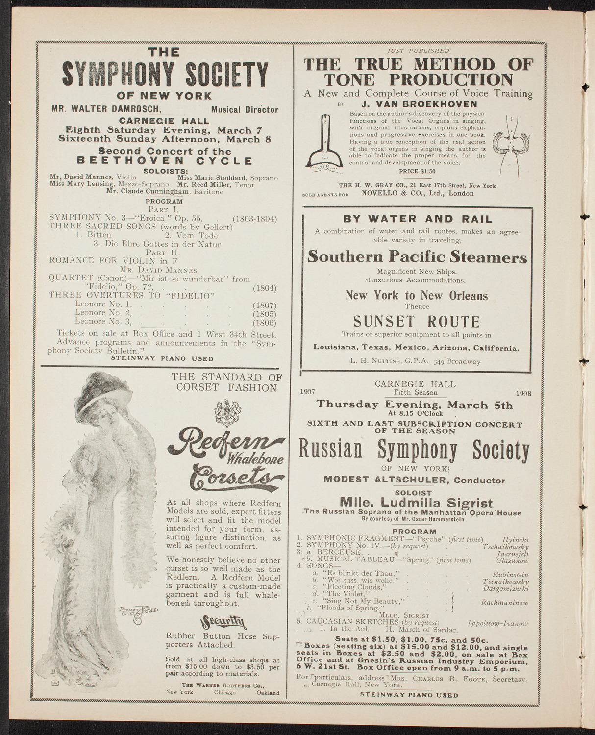 Marcella Sembrich, Soprano, March 3, 1908, program page 2