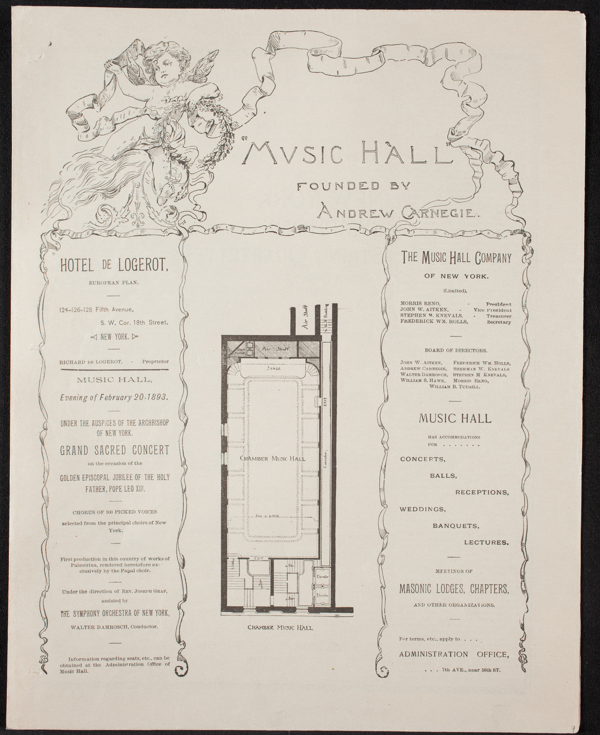 New York Symphony String Quartet, December 20, 1892, program page 1