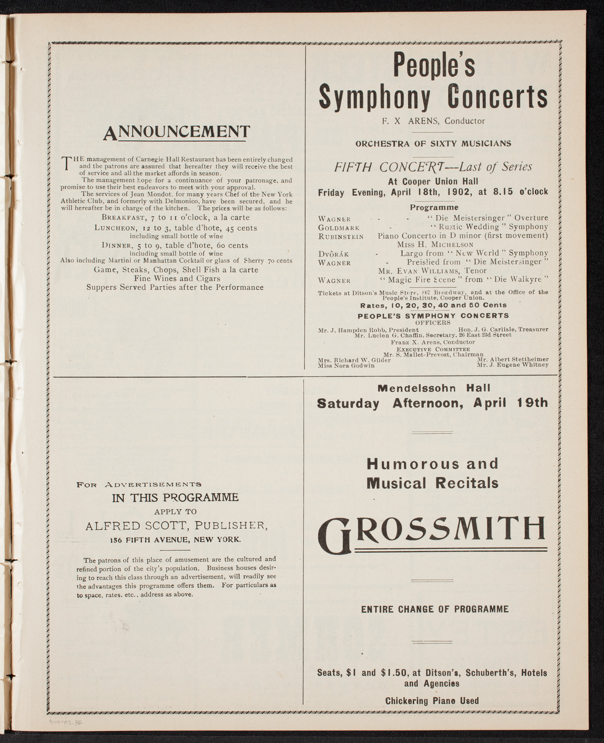 Meeting: New York City Police Department, April 12, 1902, program page 5