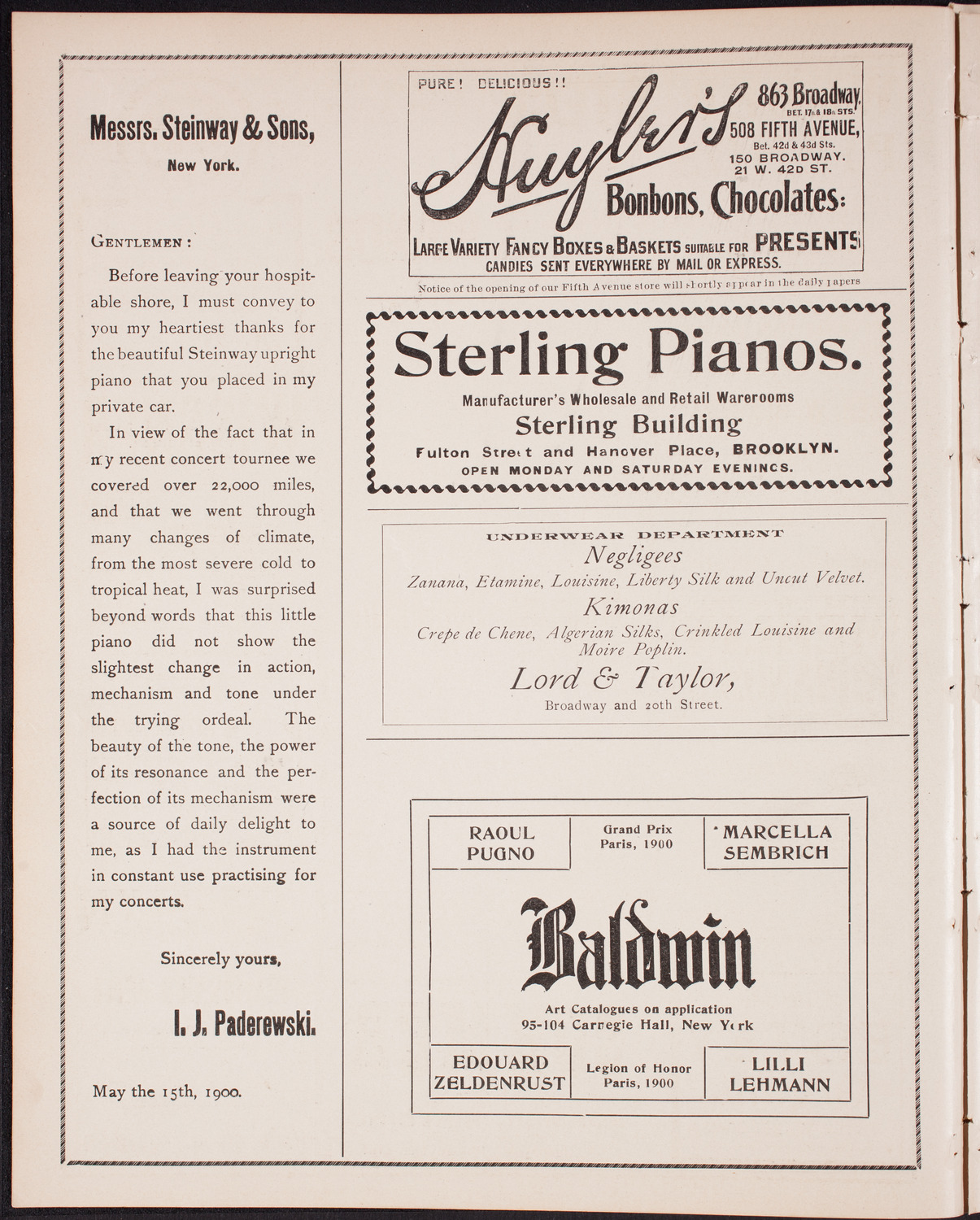 Marcella Sembrich, Soprano, November 12, 1902, program page 2
