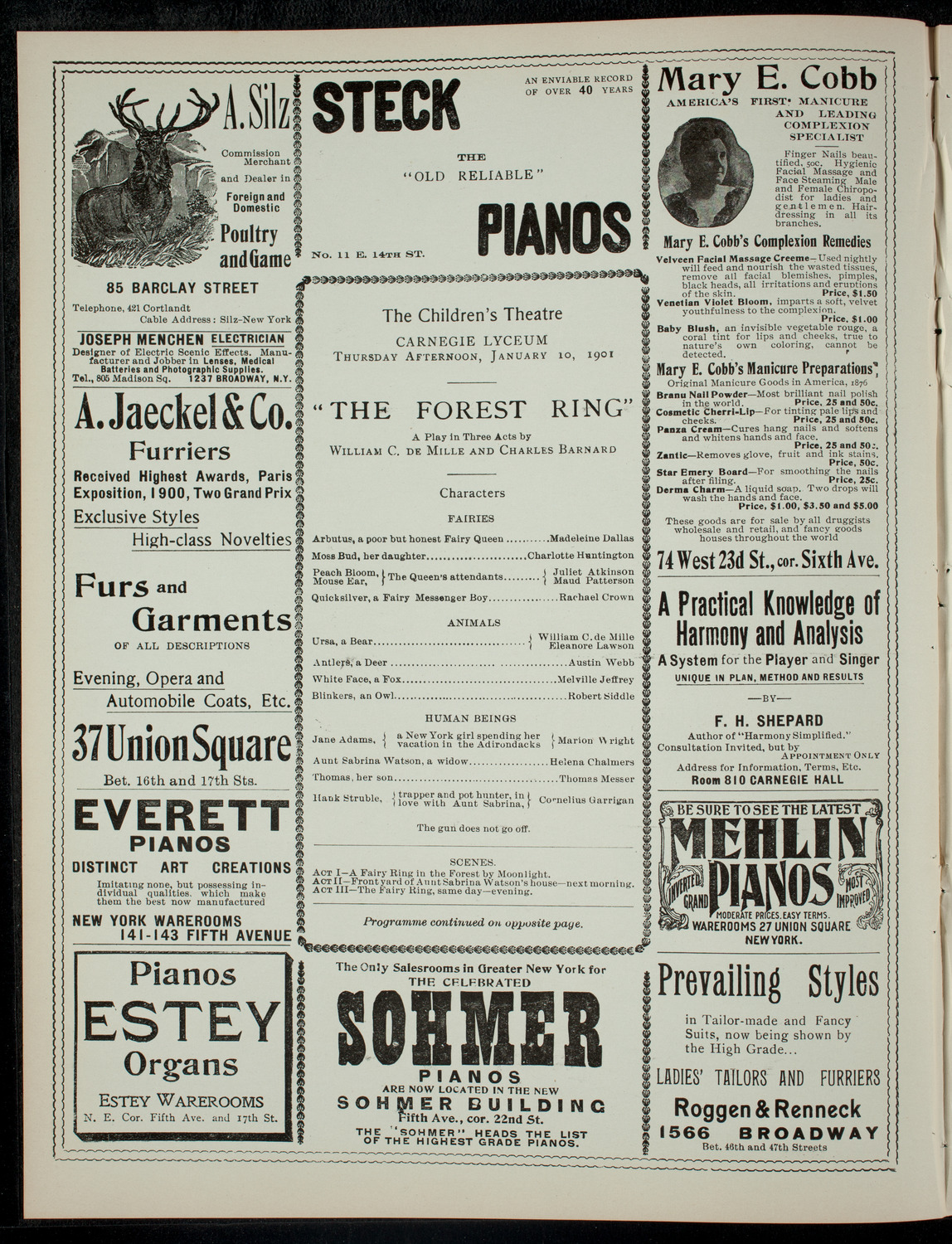 The Children's Theatre, January 10, 1901, program page 2