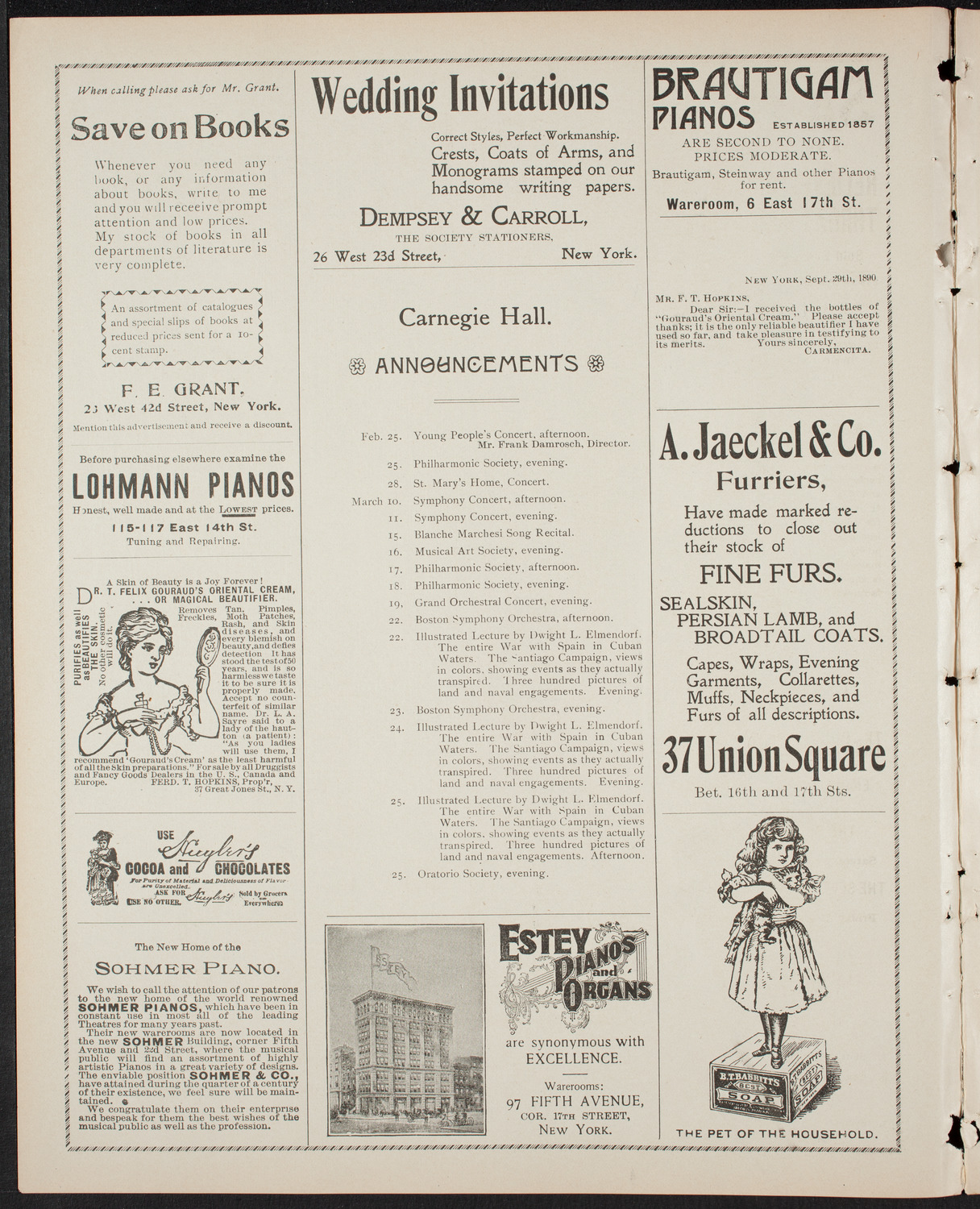 New York Philharmonic, February 24, 1899, program page 2