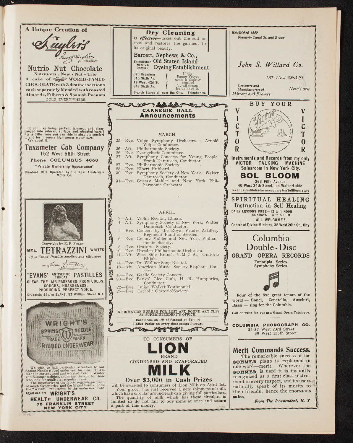 International Peace Festival Musical Program, March 24, 1909, program page 3