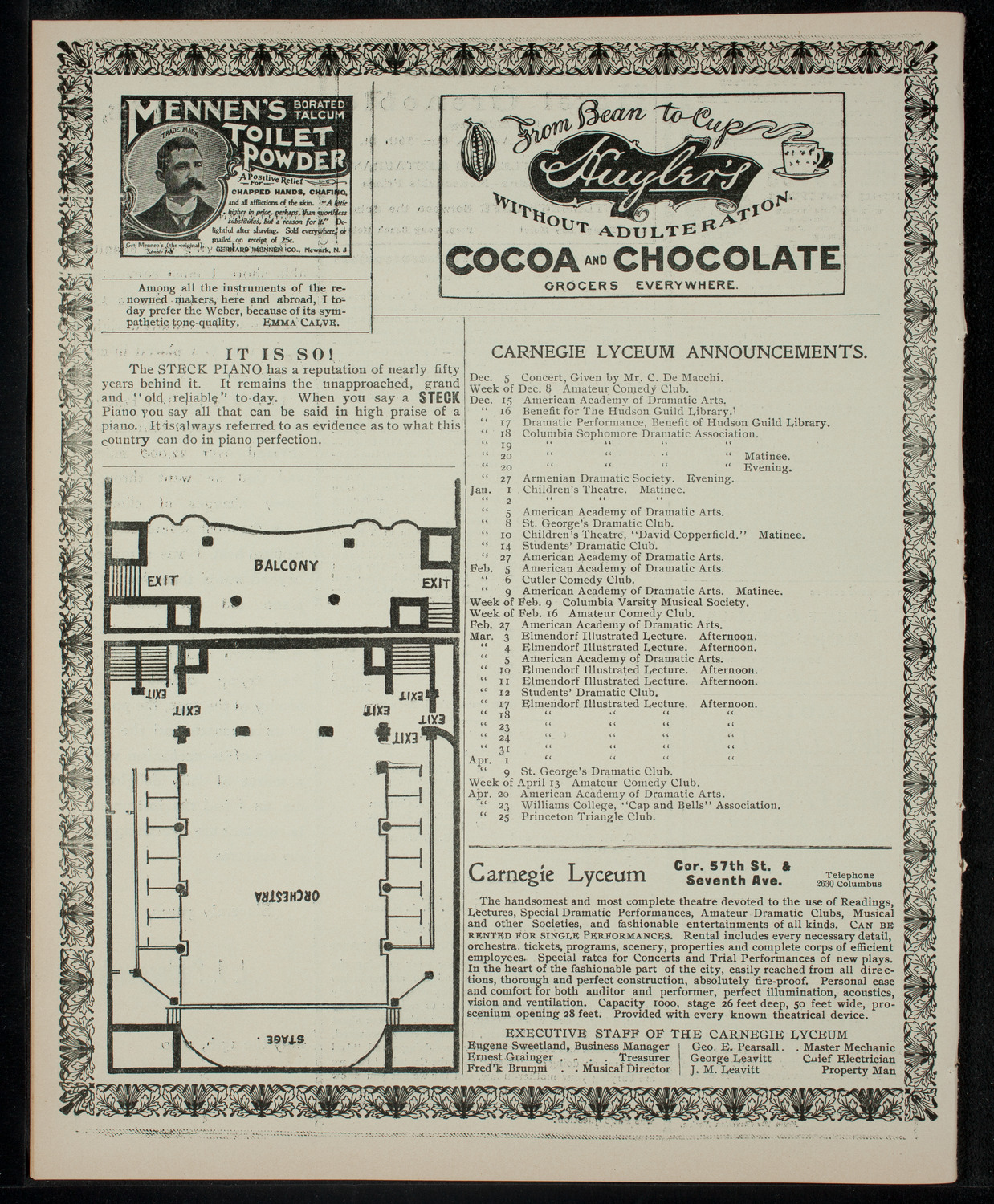 Lecture by Colonel E.A. Havers, December 4, 1902, program page 4