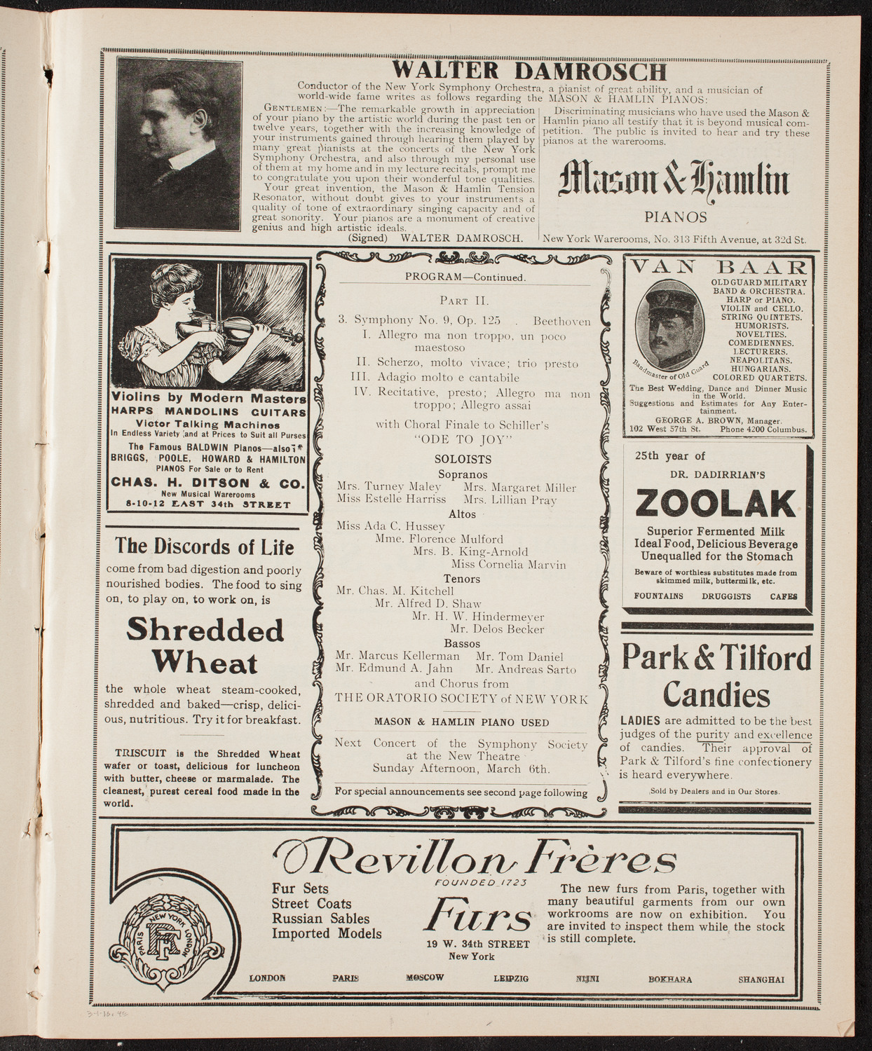 New York Symphony Orchestra, March 1, 1910, program page 7
