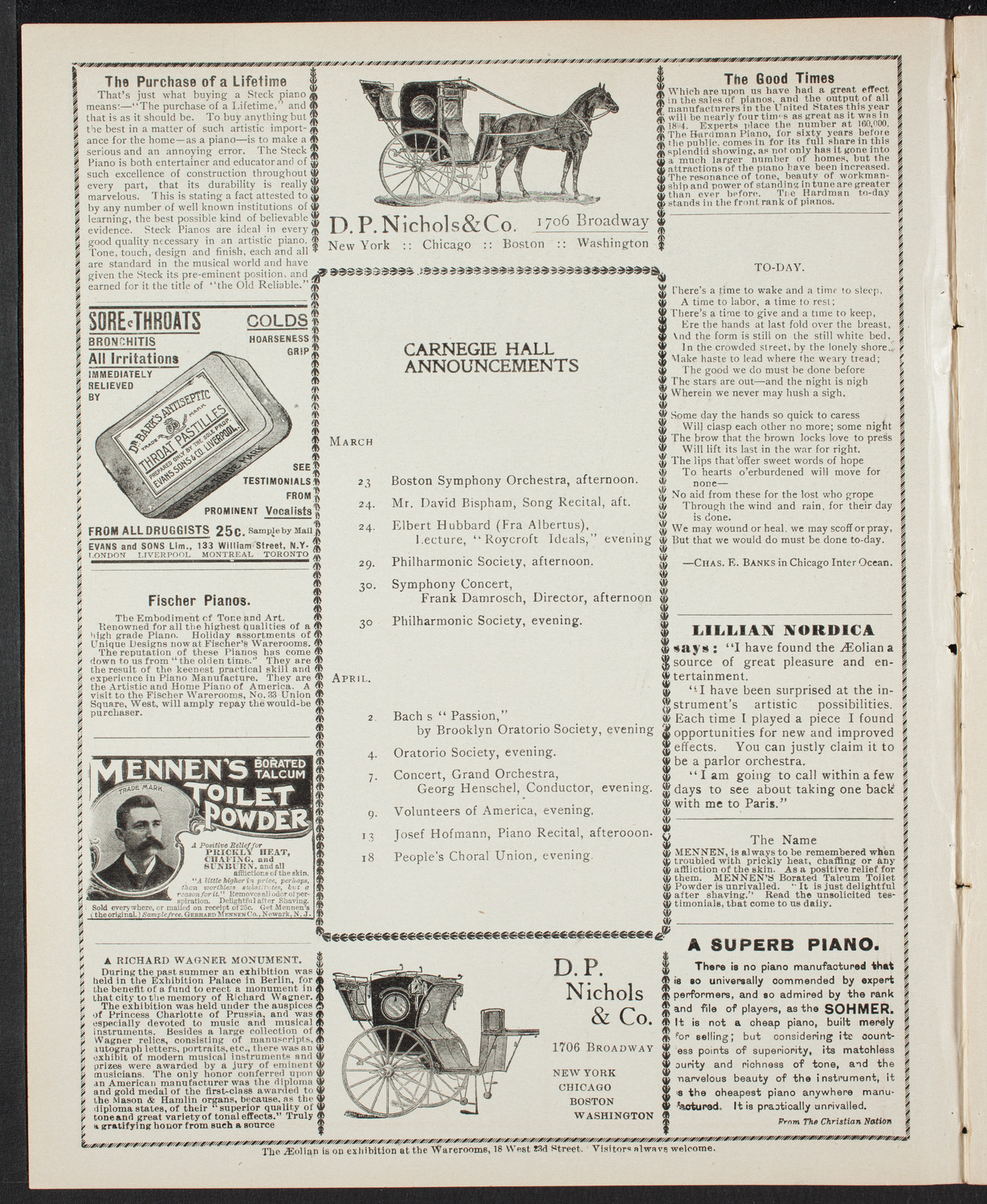 Josef Hofmann, Piano, March 22, 1901, program page 2