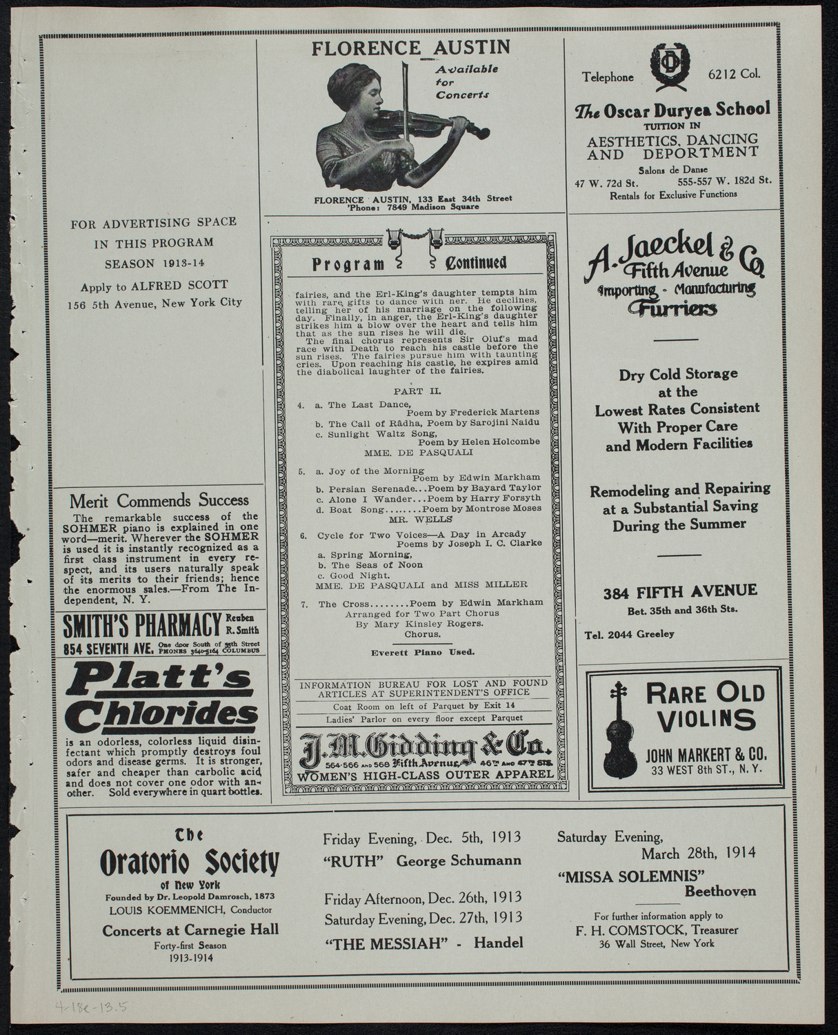 Compositions by Harriet Ware, April 18, 1913, program page 9