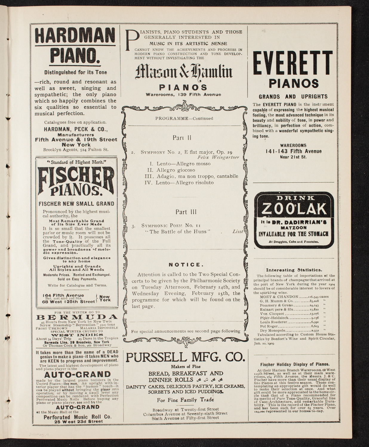 New York Philharmonic, February 11, 1905, program page 7