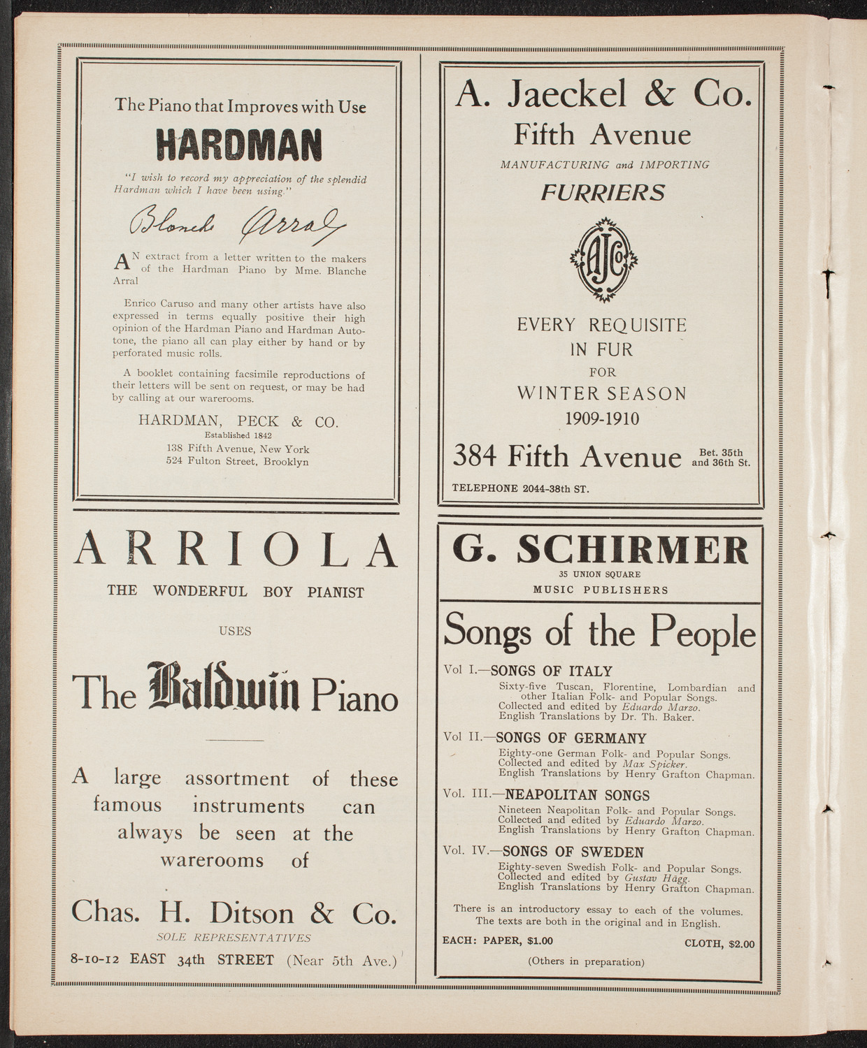 Boston Symphony Orchestra, November 13, 1909, program page 8
