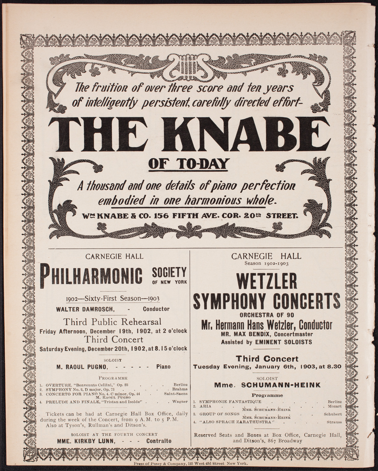 New York Philharmonic, December 5, 1902, program page 12