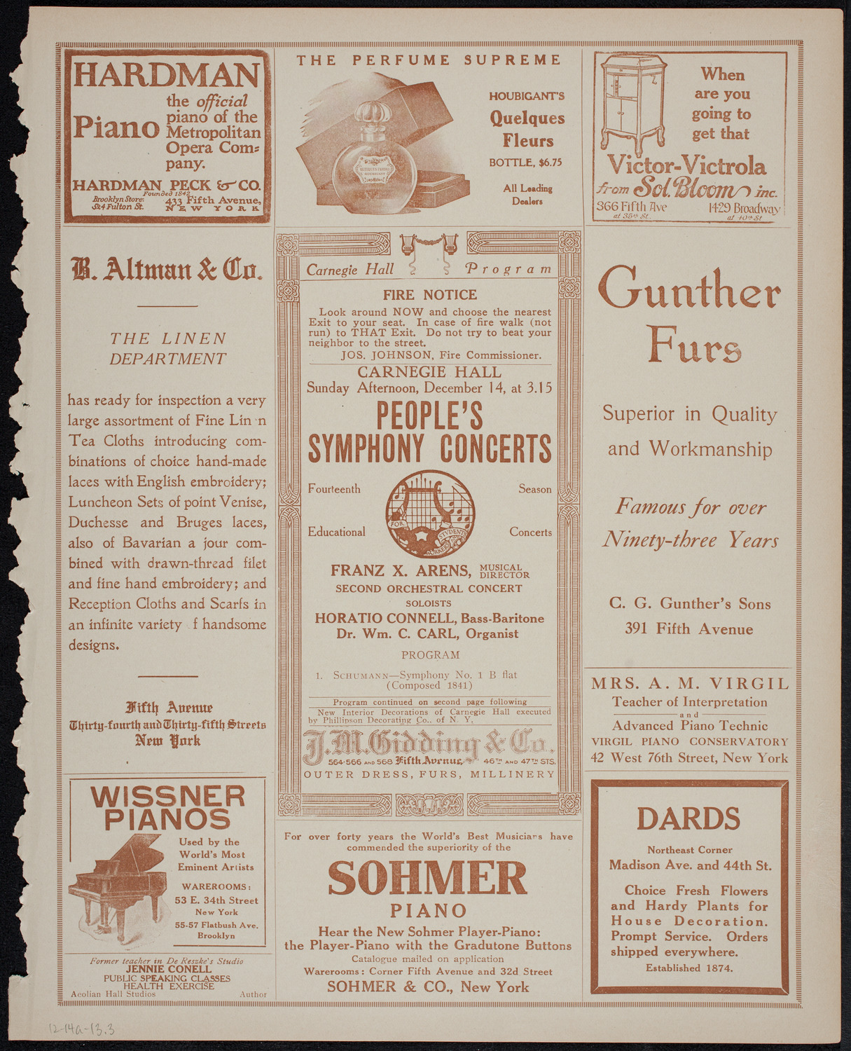 People's Symphony Concert, December 14, 1913, program page 5