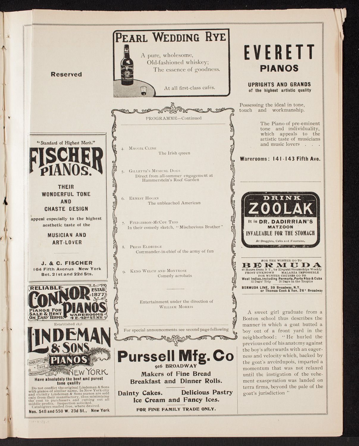 Metropolitan Street Railway Association Vaudeville Program, October 3, 1903, program page 7