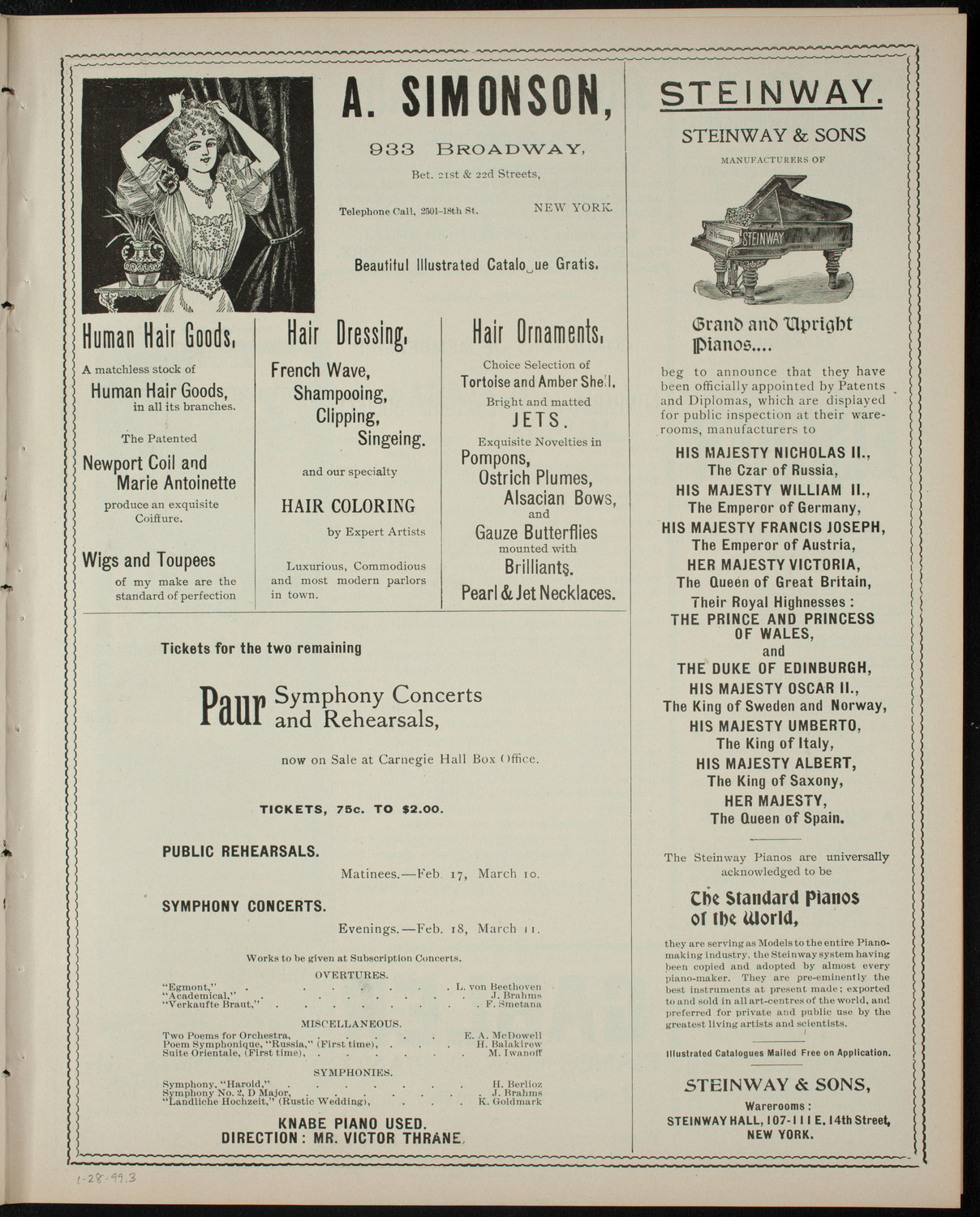 Comparative Literature Society Saturday Morning Conference, January 28, 1899, program page 5