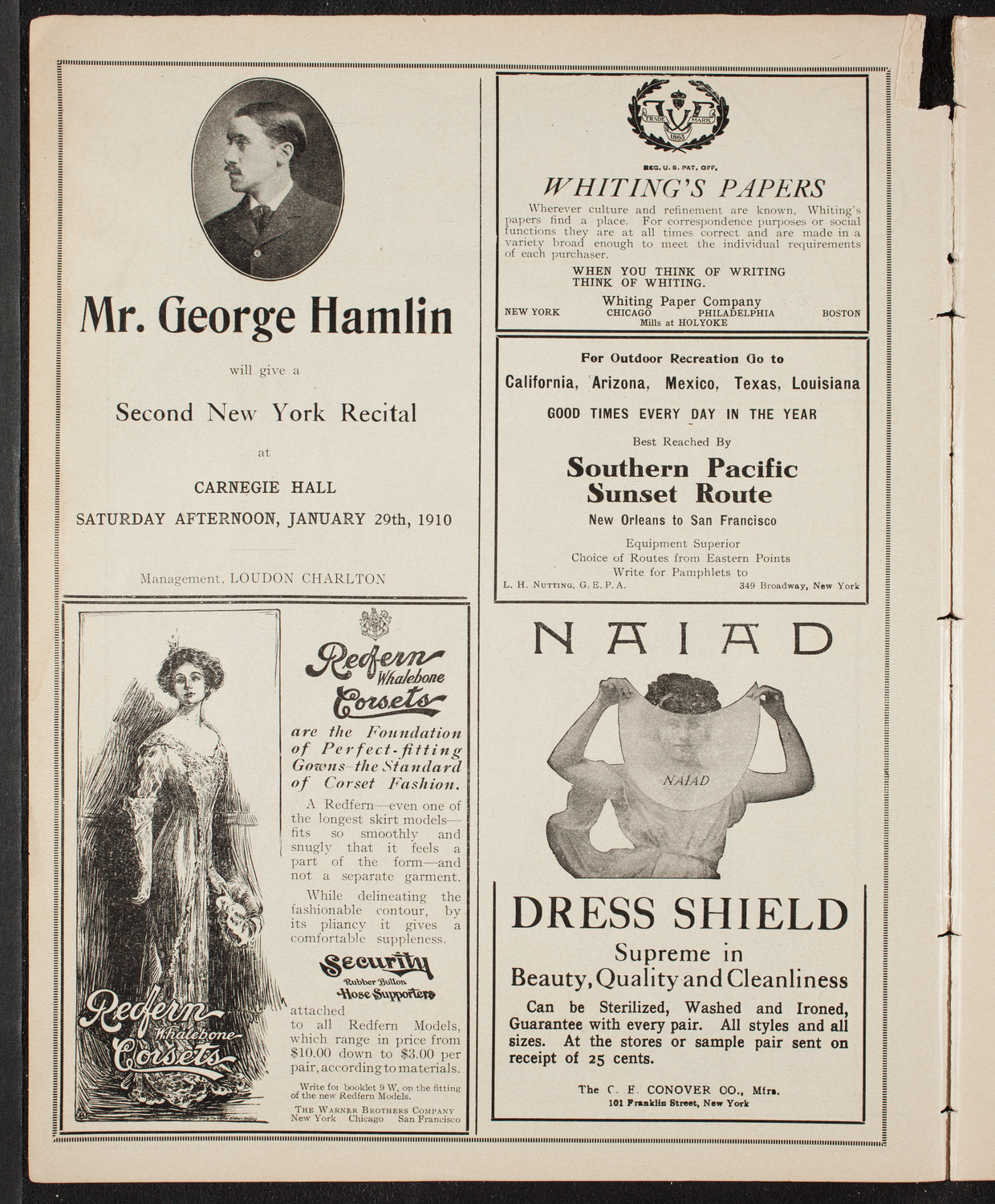 George Hamlin, Tenor, October 17, 1909, program page 2