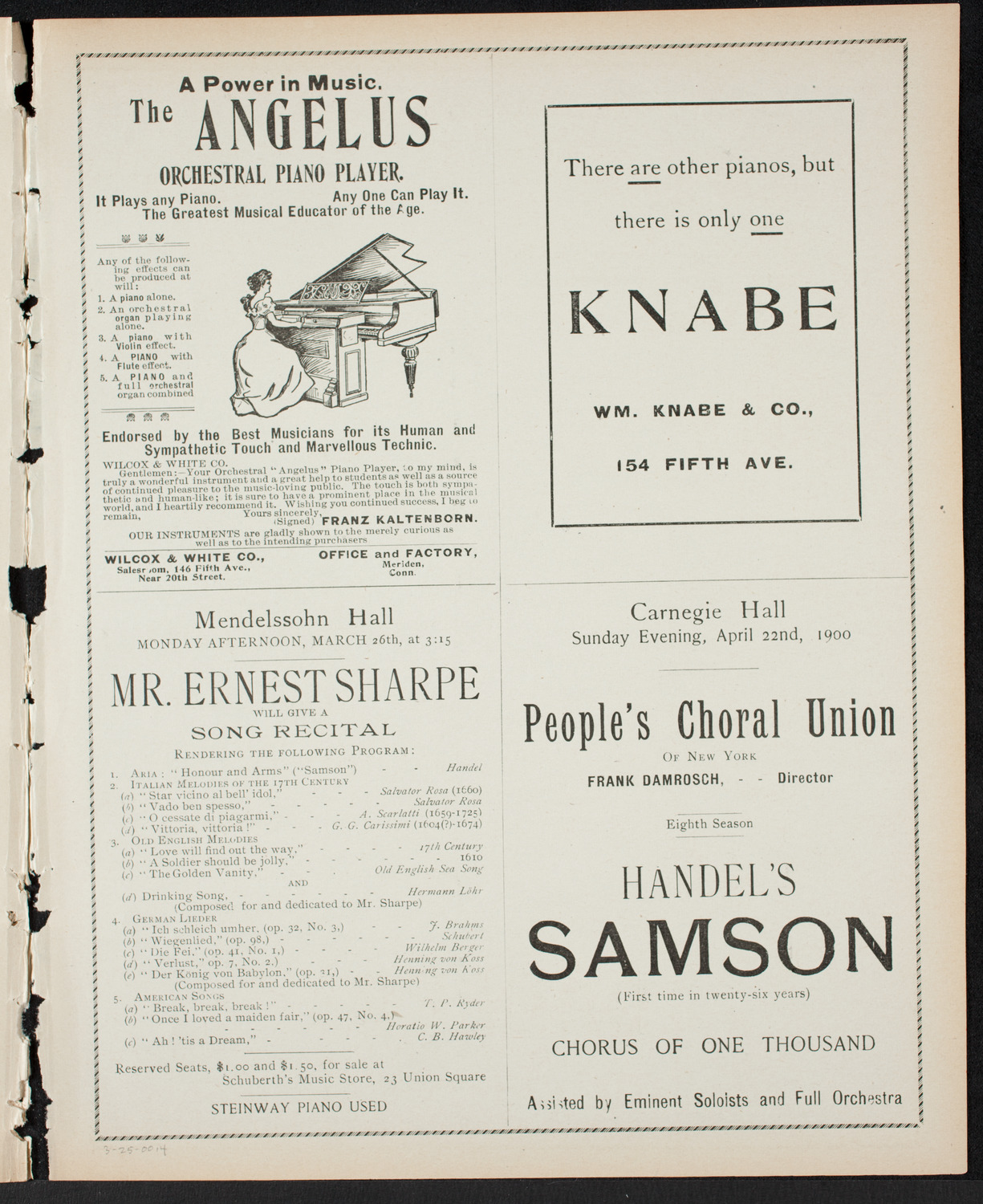 German Liederkranz, March 25, 1900, program page 7
