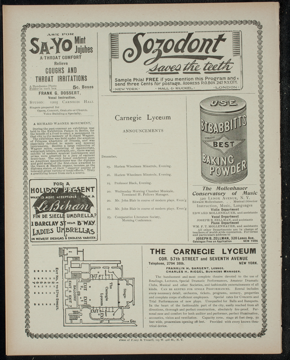 The Sophomore Class (1902) of Columbia University, December 13, 1899, program page 6