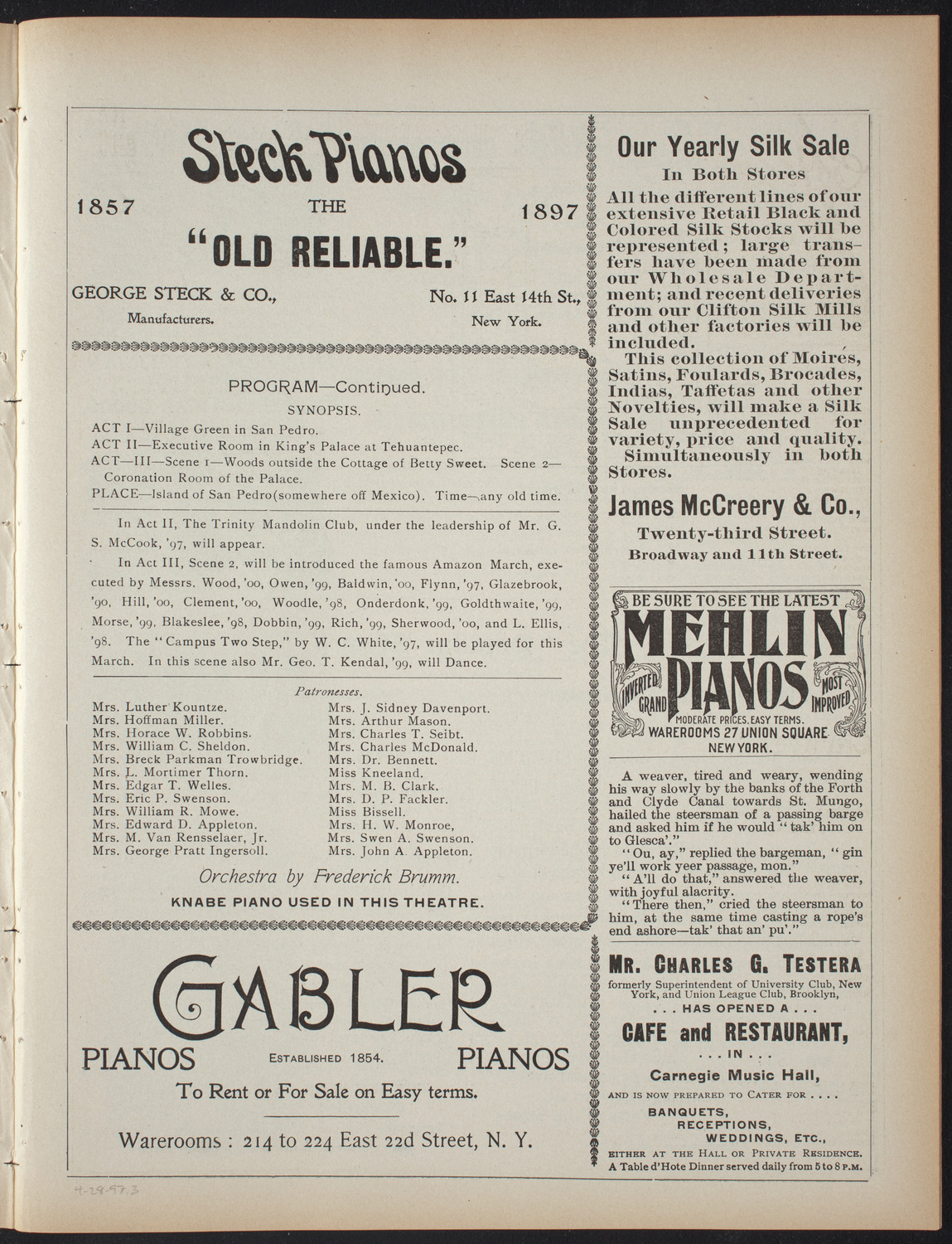 Trinity College Dramatic and Musical Organizations, April 28, 1897, program page 5