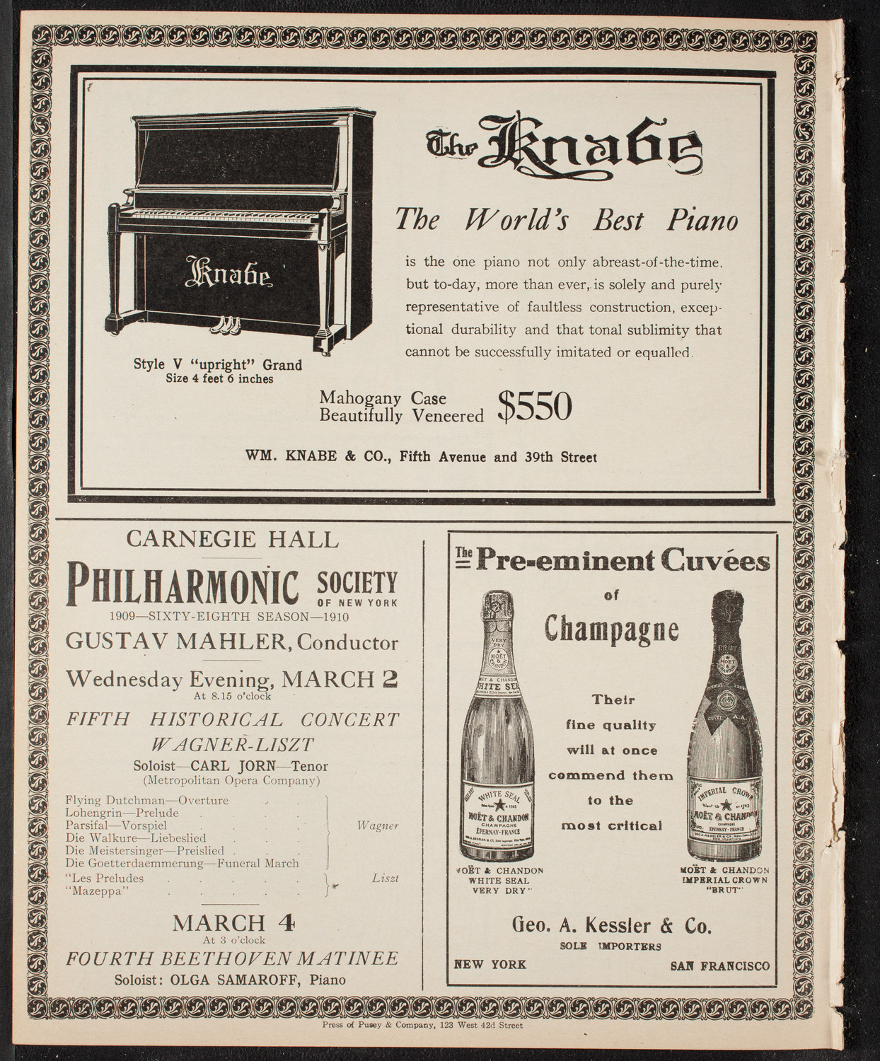 Marcella Sembrich, Soprano, March 1, 1910, program page 12
