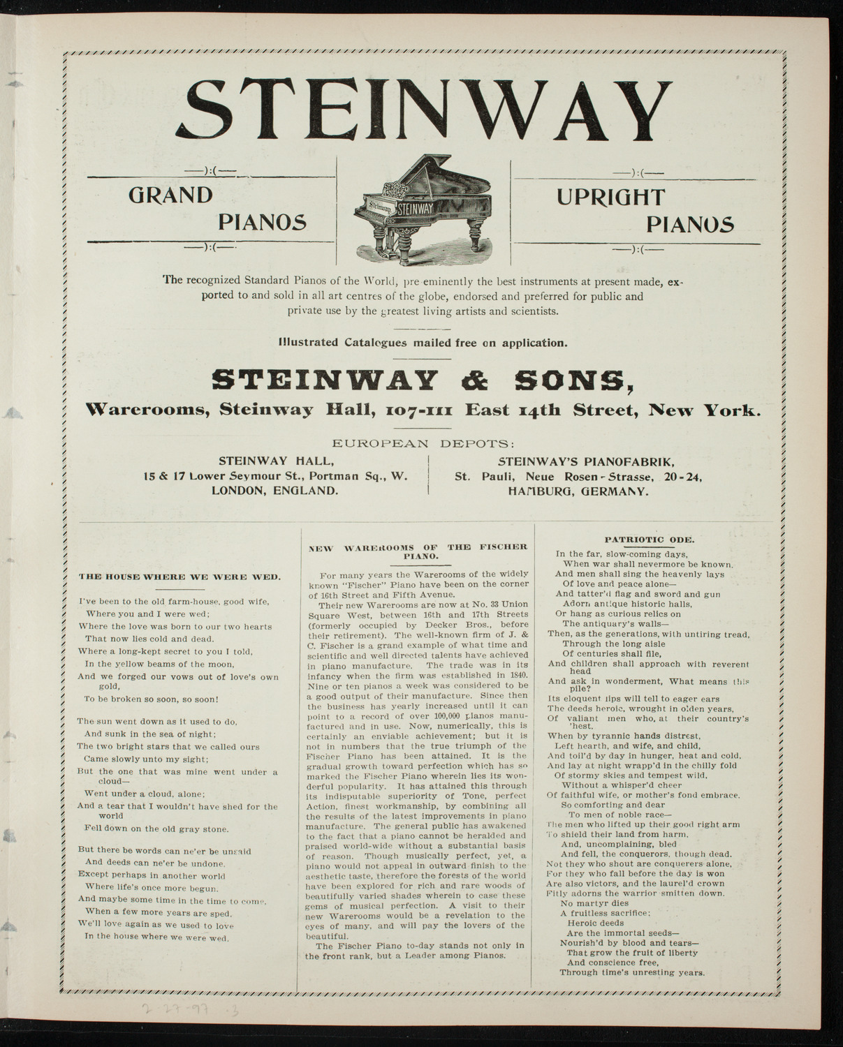 Lecture by William Jennings Bryan, February 27, 1897, program page 5