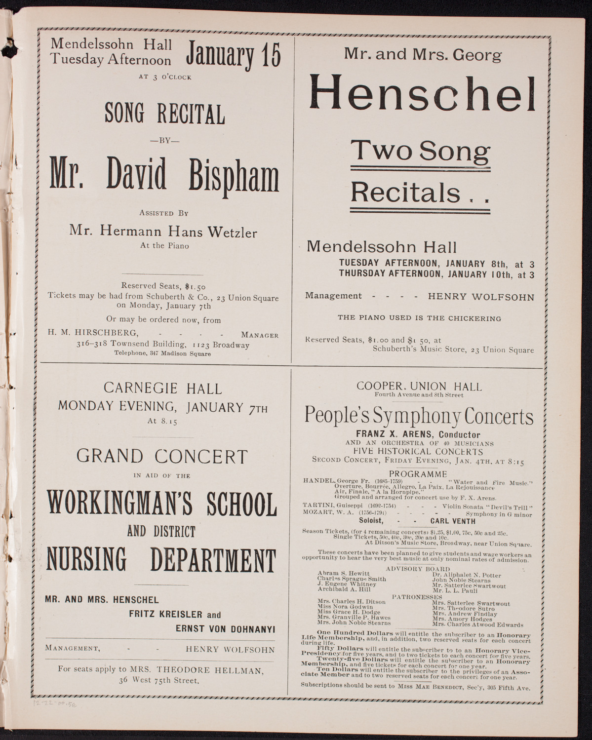 New York Philharmonic, December 22, 1900, program page 9
