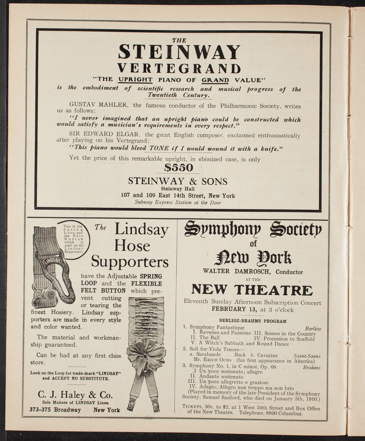 New York Symphony Orchestra, February 8, 1910, program page 4