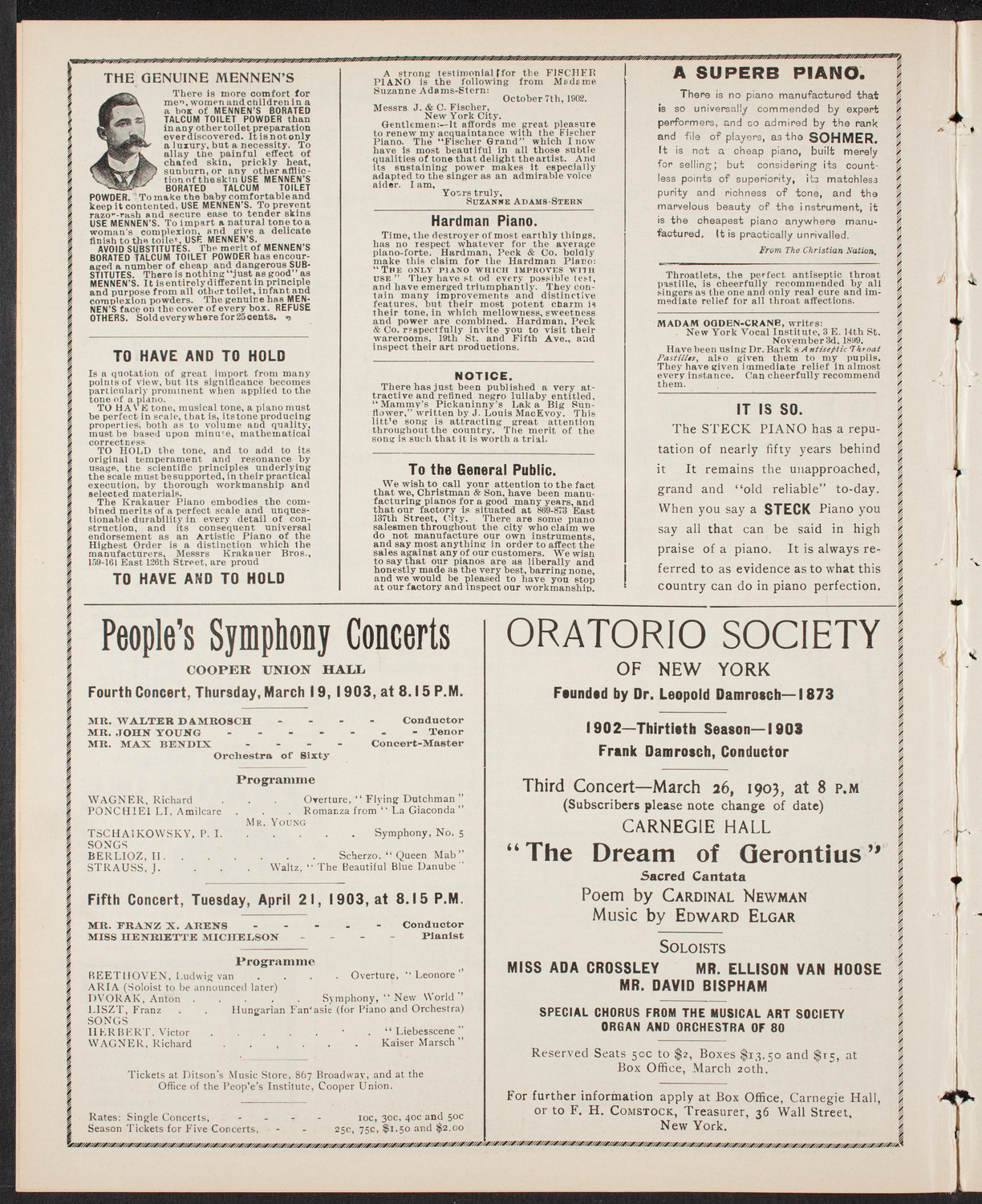 New York Philharmonic, March 14, 1903, program page 10