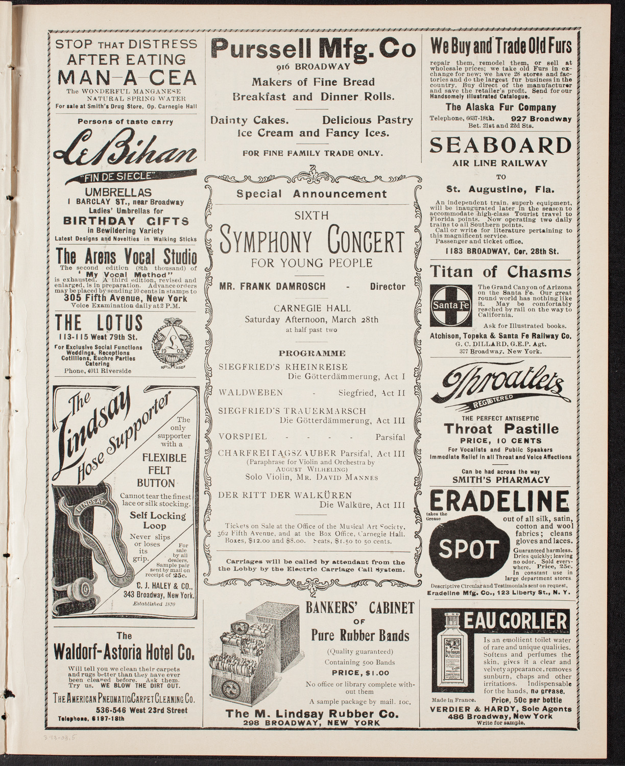 New York Philharmonic, March 13, 1903, program page 9