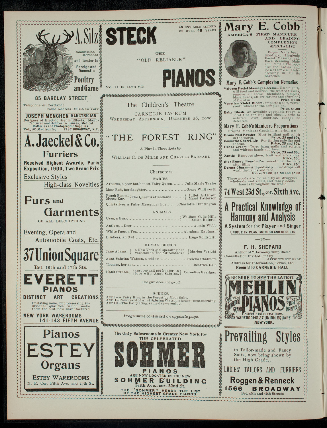 The Children's Theatre, December 26, 1900, program page 2