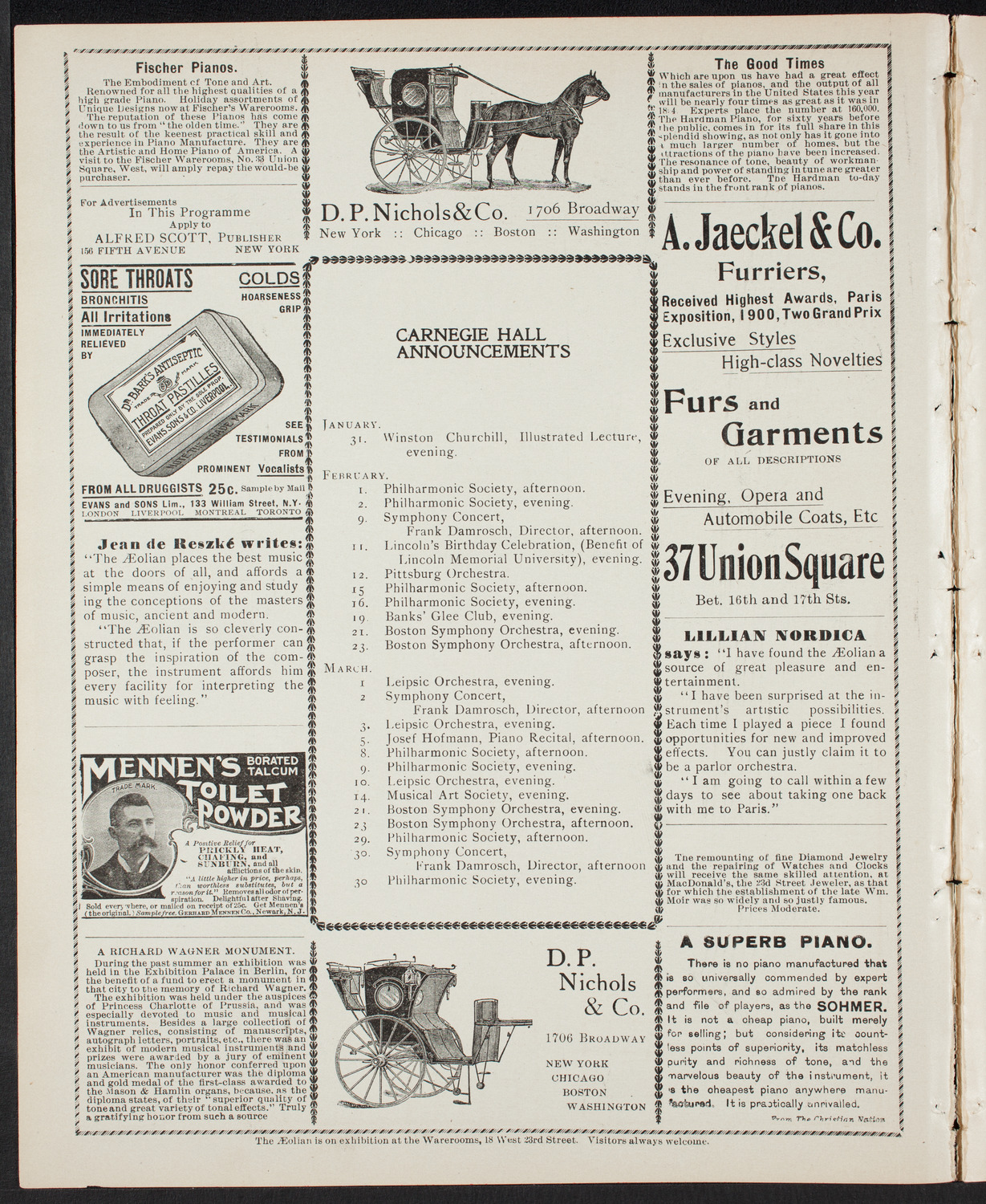 Marquis de Sousa with Martinus Sieveking and Orchestra, January 24, 1901, program page 2