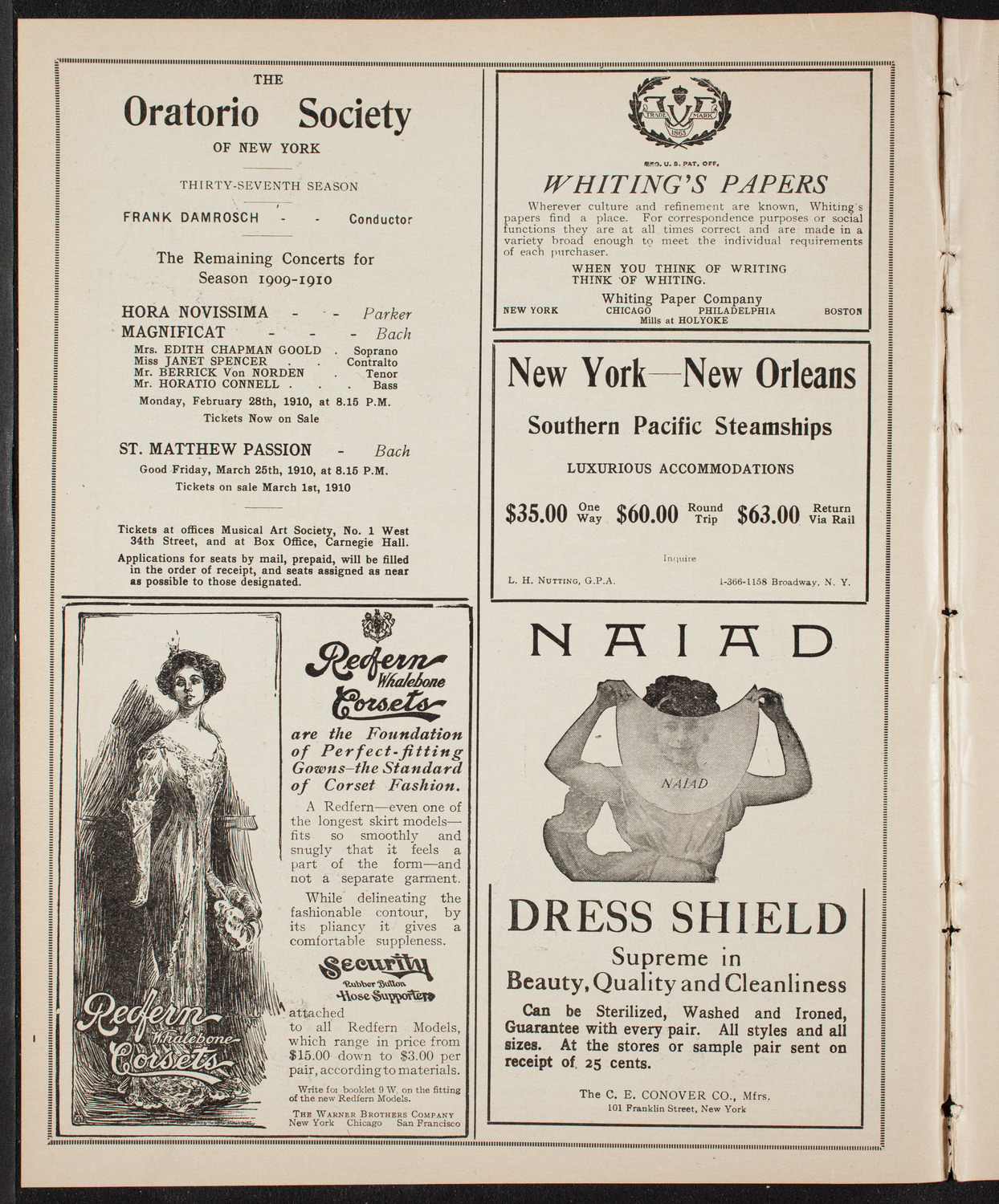 Maud Allan with The Russian Symphony Orchestra, January 29, 1910, program page 2