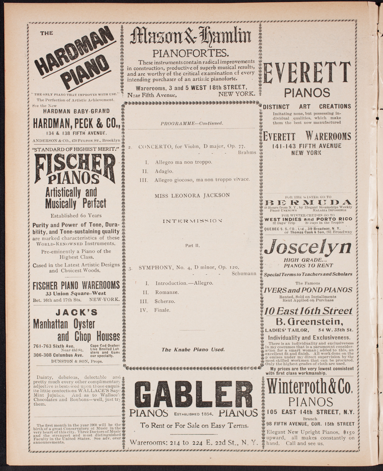 New York Philharmonic, January 5, 1900, program page 6