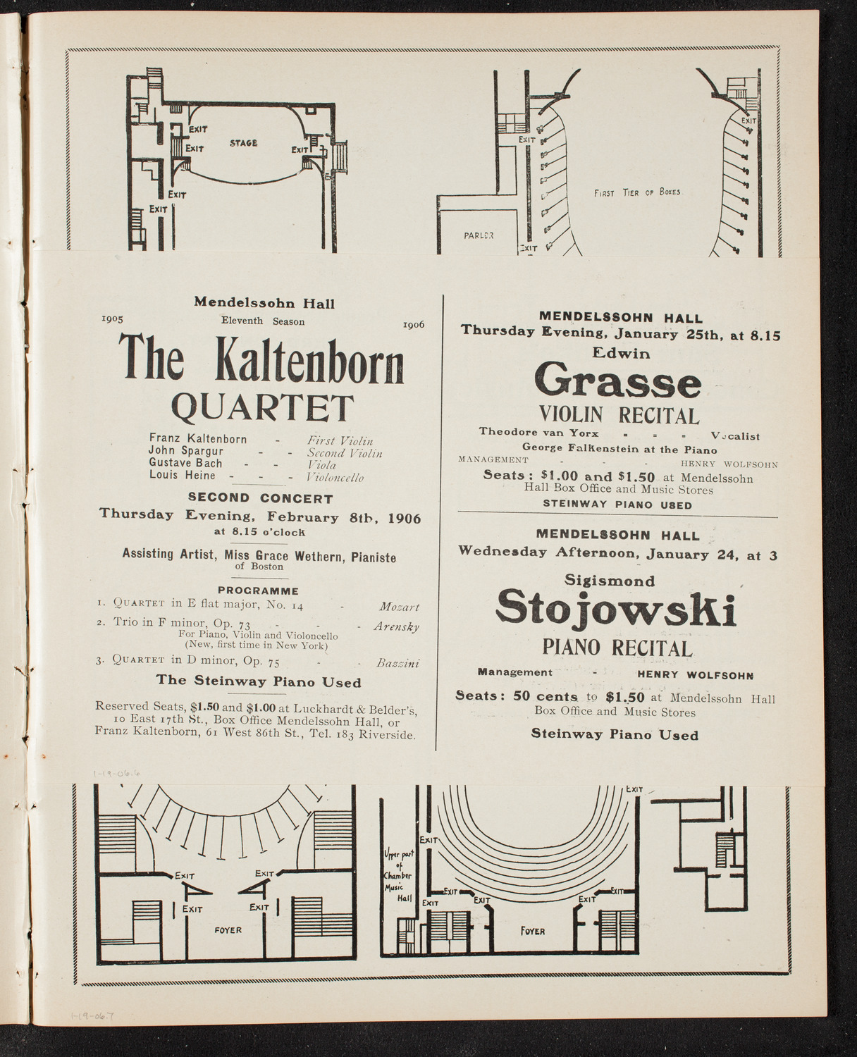 New York Philharmonic, January 19, 1906, program page 11