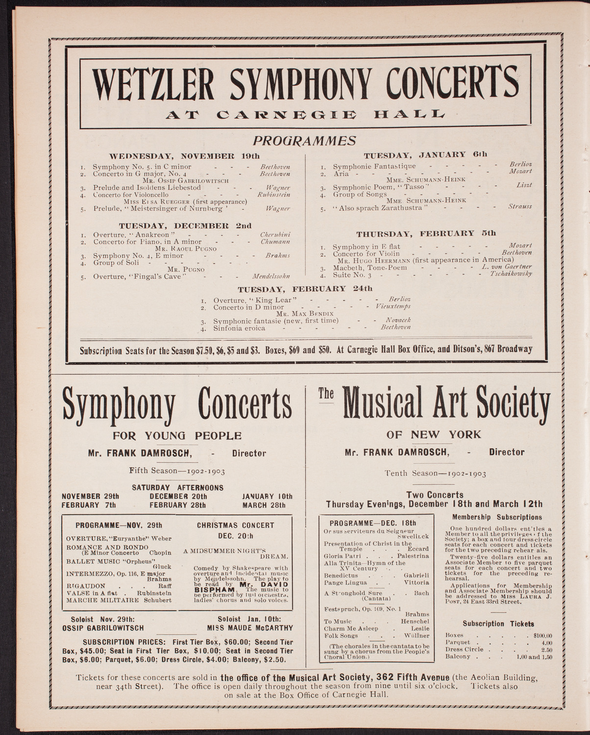 New York Philharmonic, November 14, 1902, program page 8