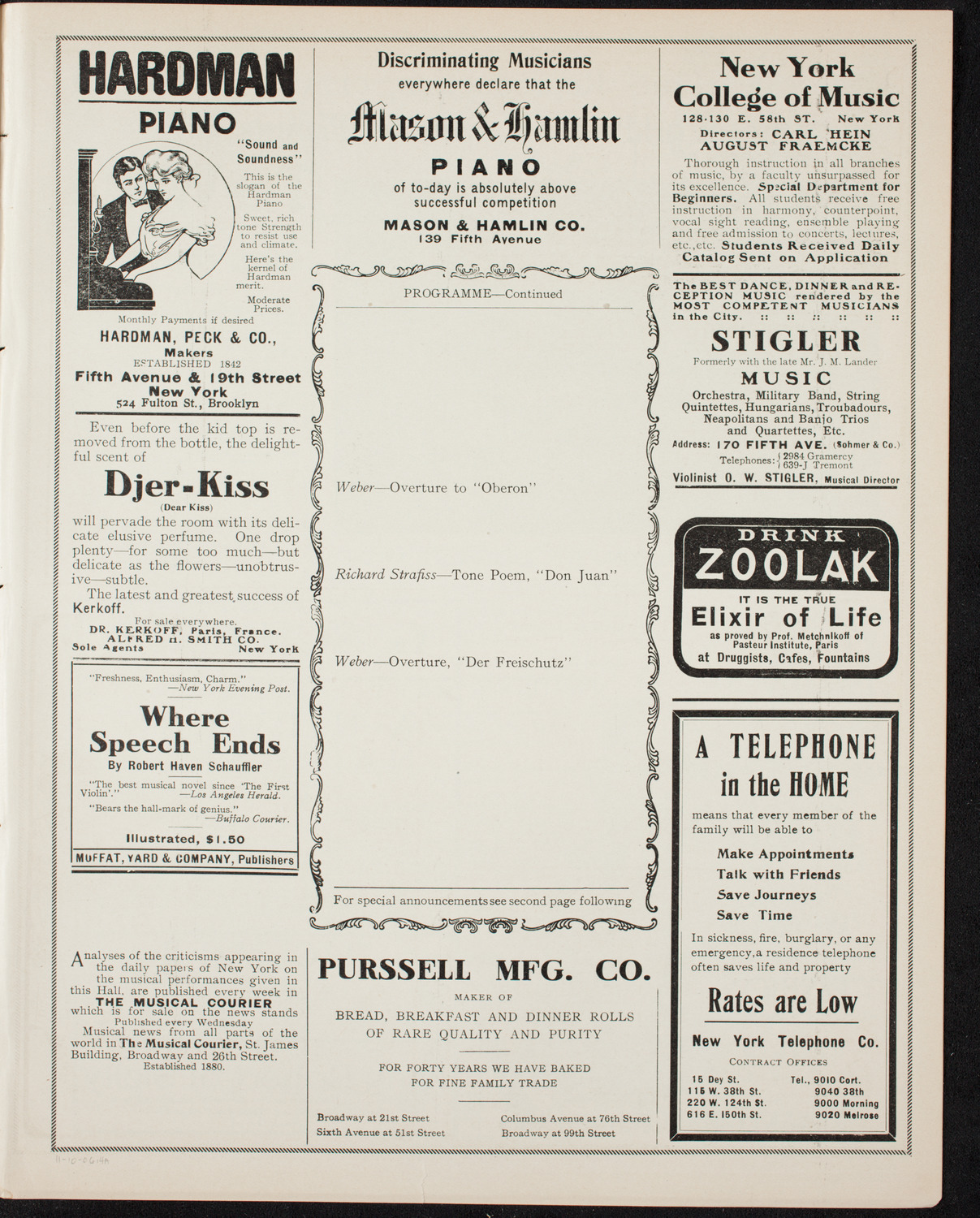 Boston Symphony Orchestra, November 10, 1906, program page 7