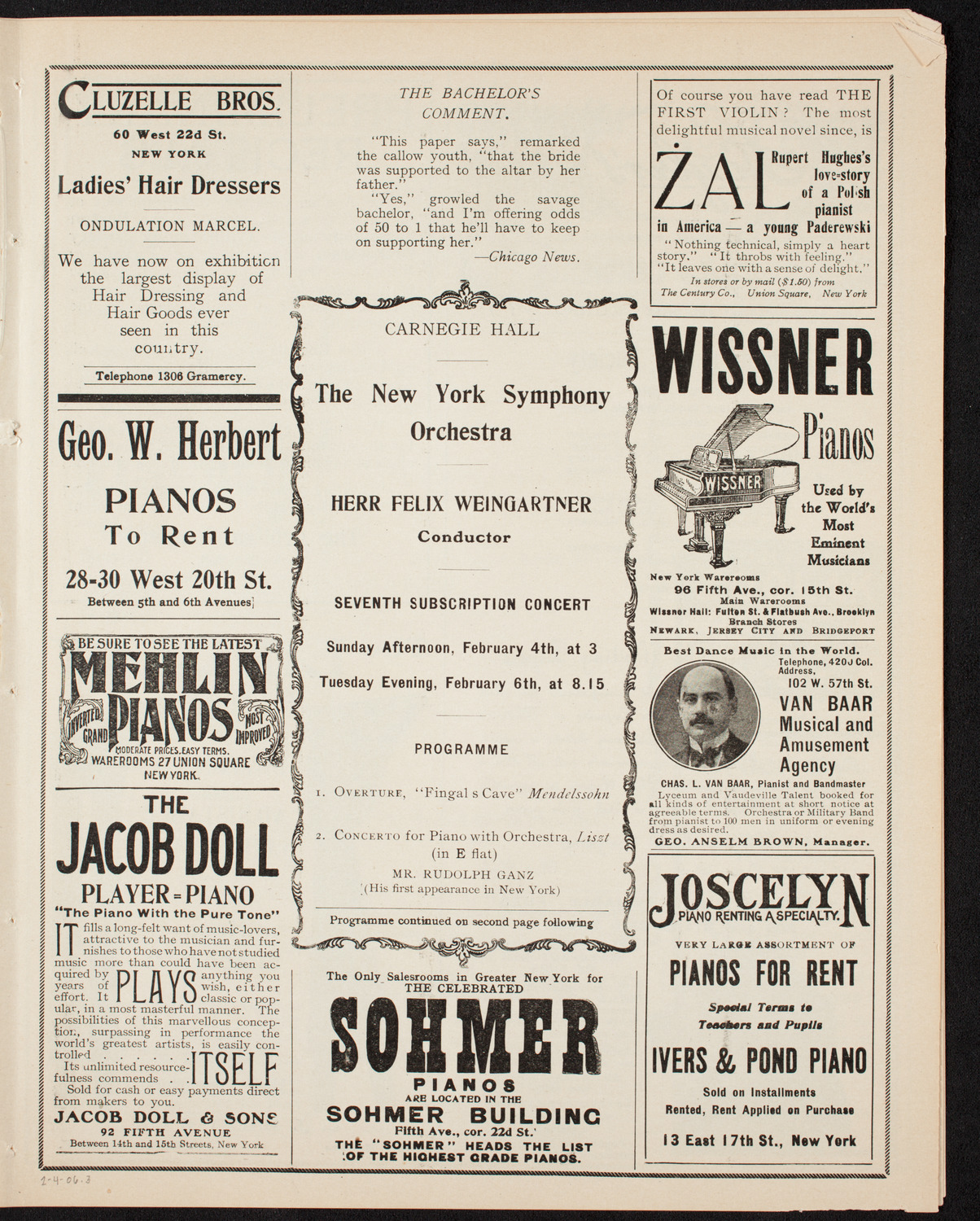 New York Symphony Orchestra, February 4, 1906, program page 5