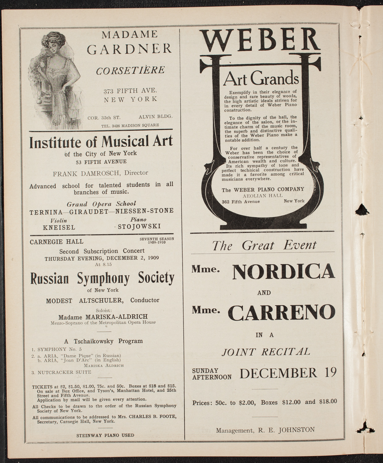 Elmendorf Lecture: At the Gates of the East, November 29, 1909, program page 6