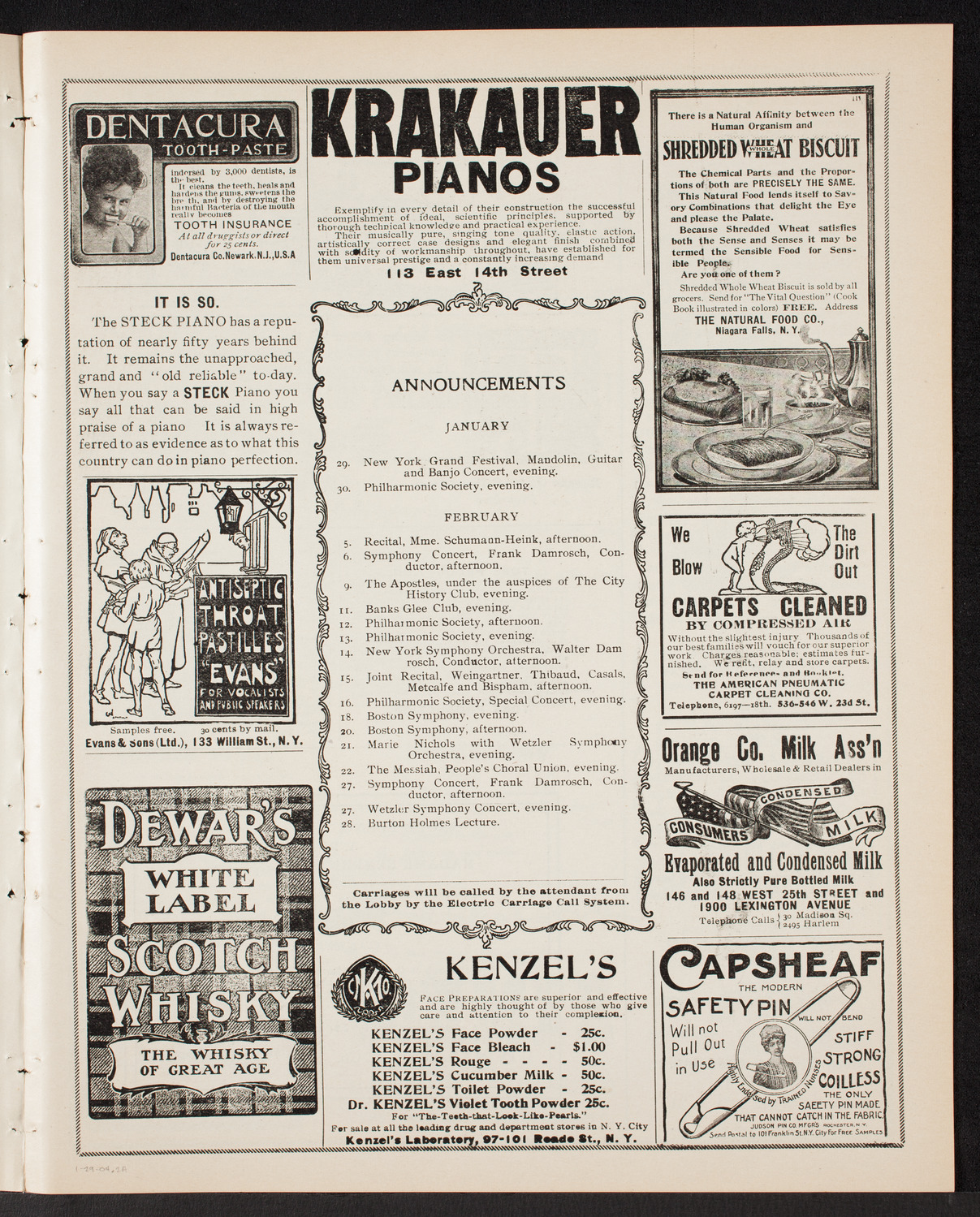 New York Philharmonic, January 29, 1904, program page 3