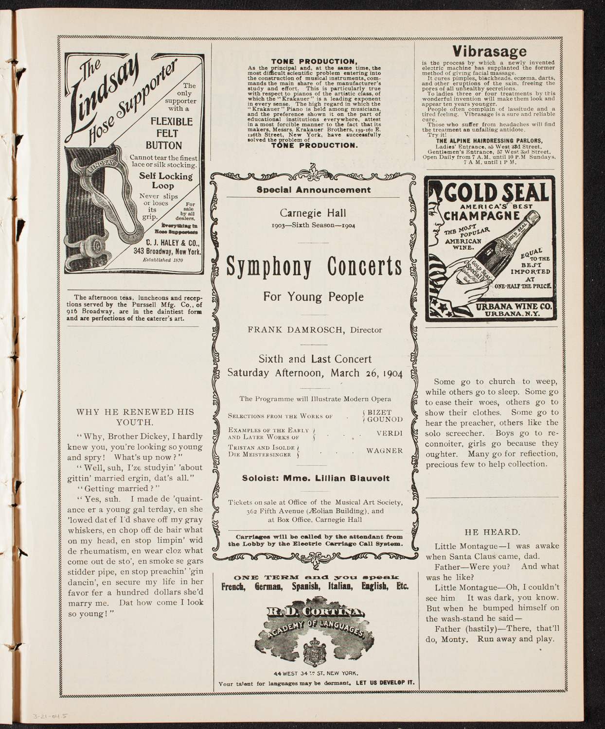 Richard Strauss with Wetzler Symphony Orchestra, March 21, 1904, program page 9